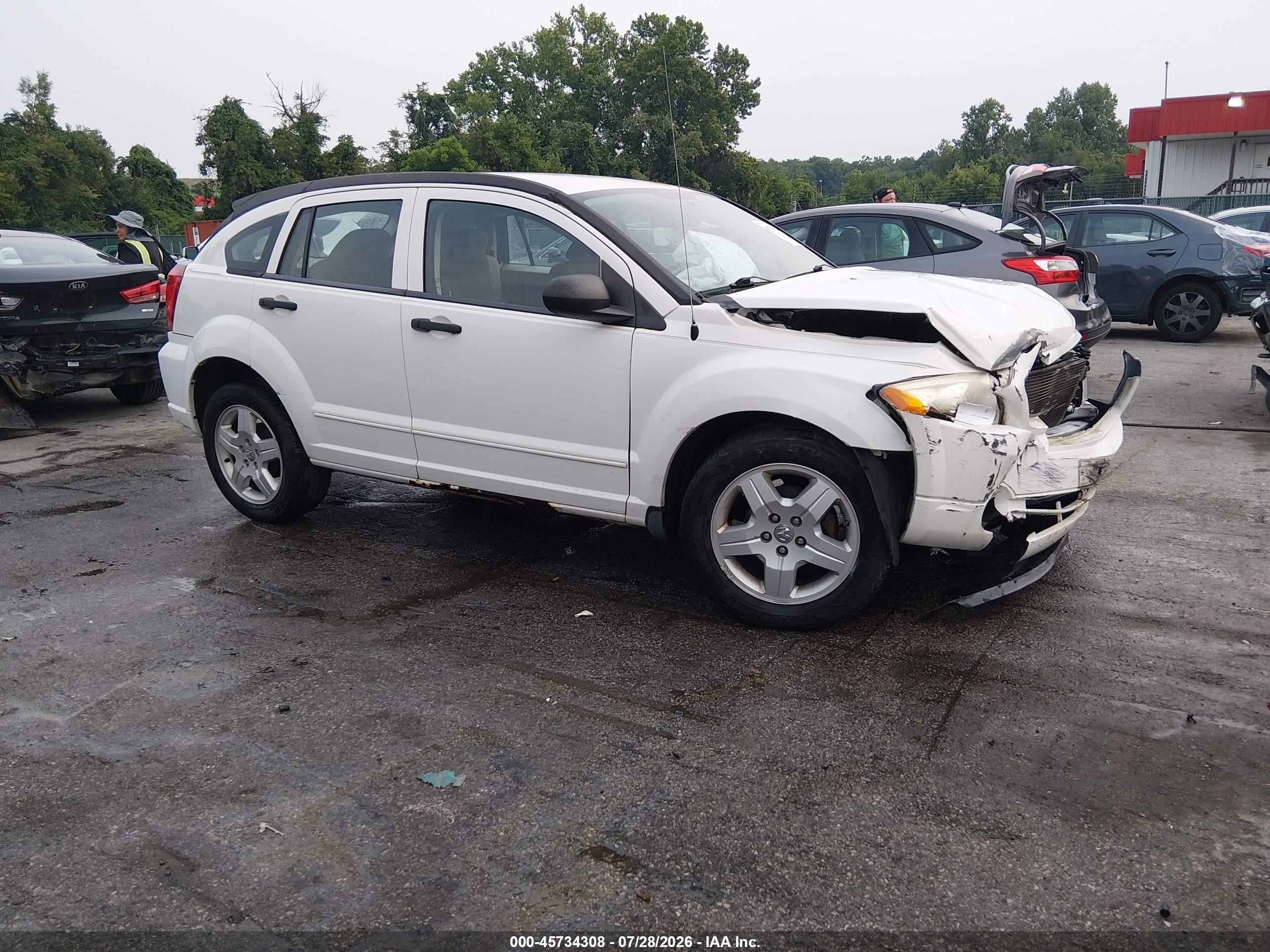 2008 Dodge Caliber Sxt White vin: 1B3HB48B38D617375