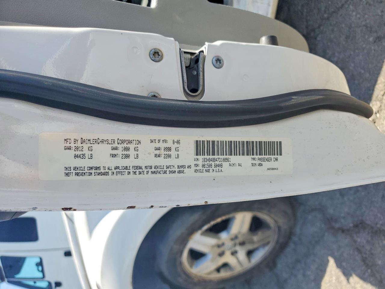 2007 Dodge Caliber Sxt White vin: 1B3HB48B47D108961