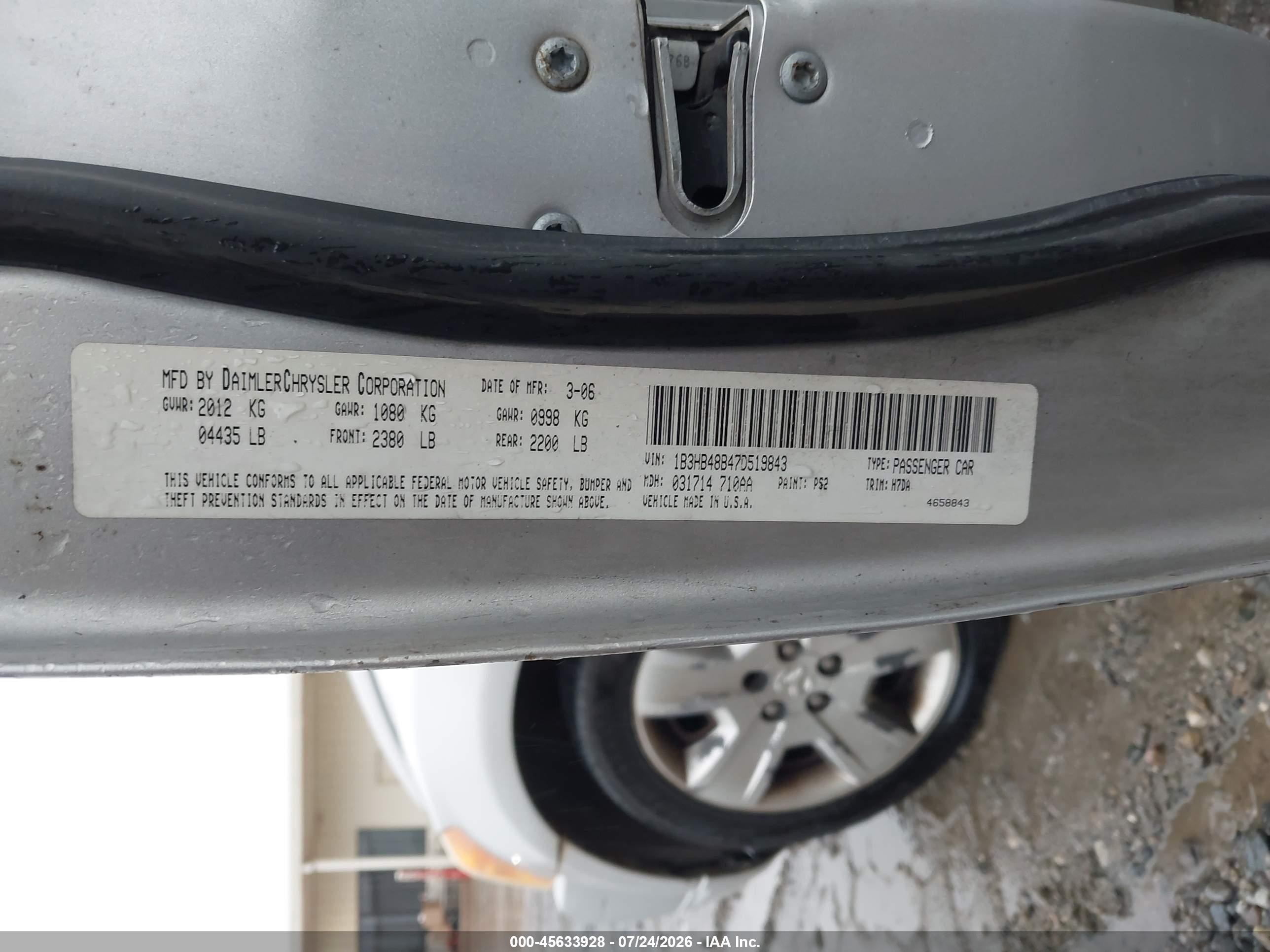 2007 Dodge Caliber Sxt Gray vin: 1B3HB48B47D519843