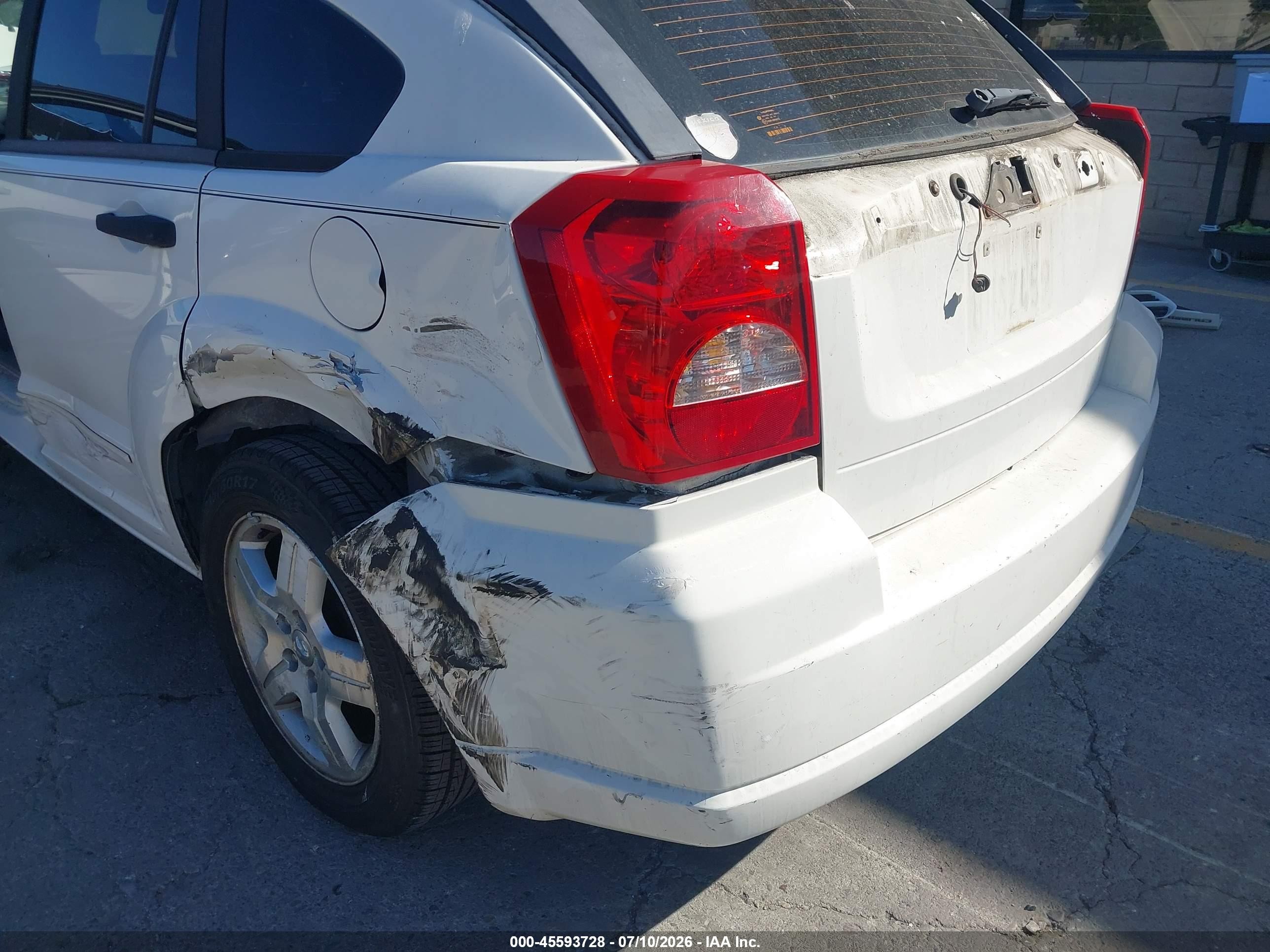 2007 Dodge Caliber Sxt White vin: 1B3HB48B77D109649