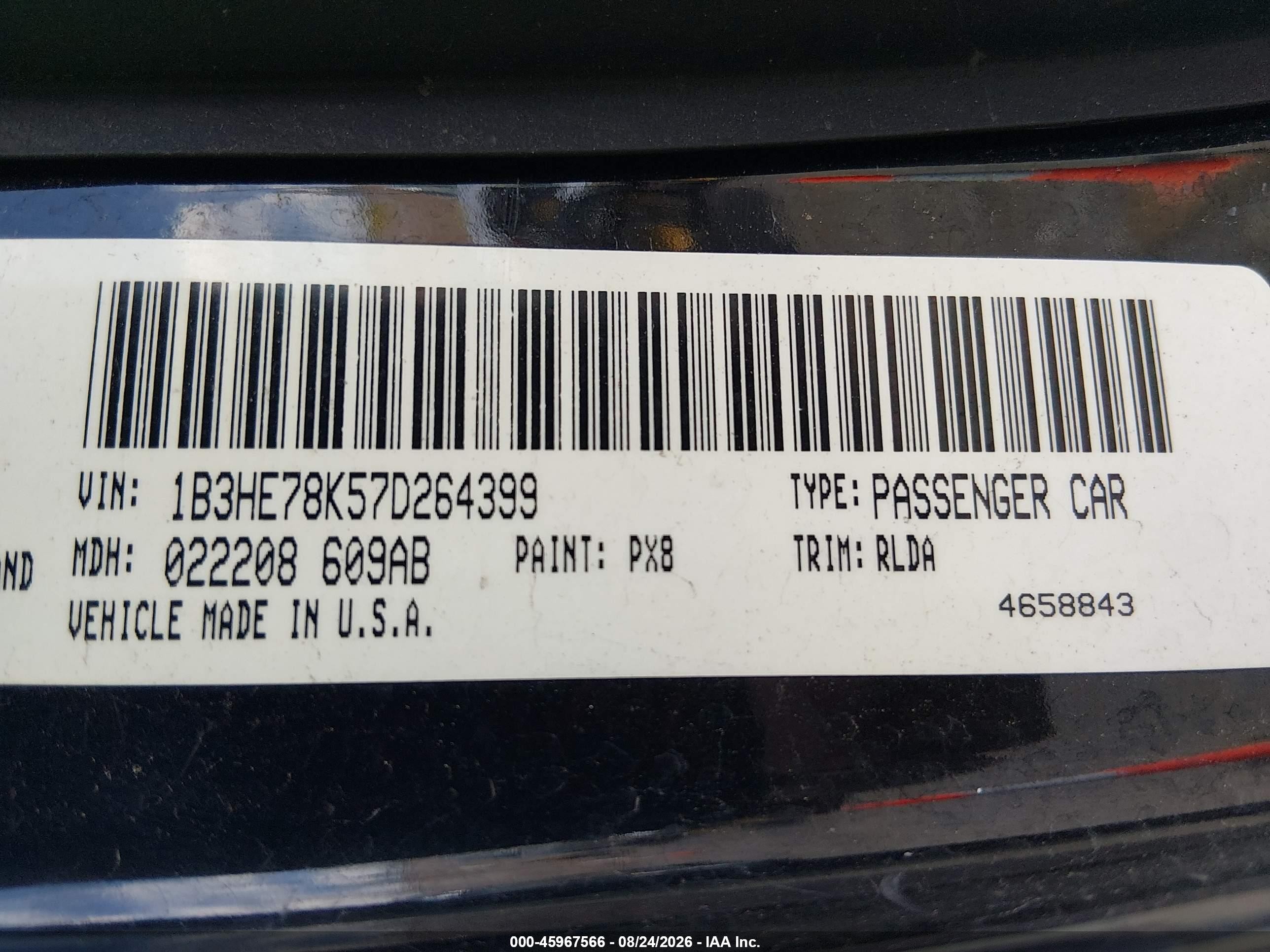 2007 Dodge Caliber R/t Black vin: 1B3HE78K57D264399
