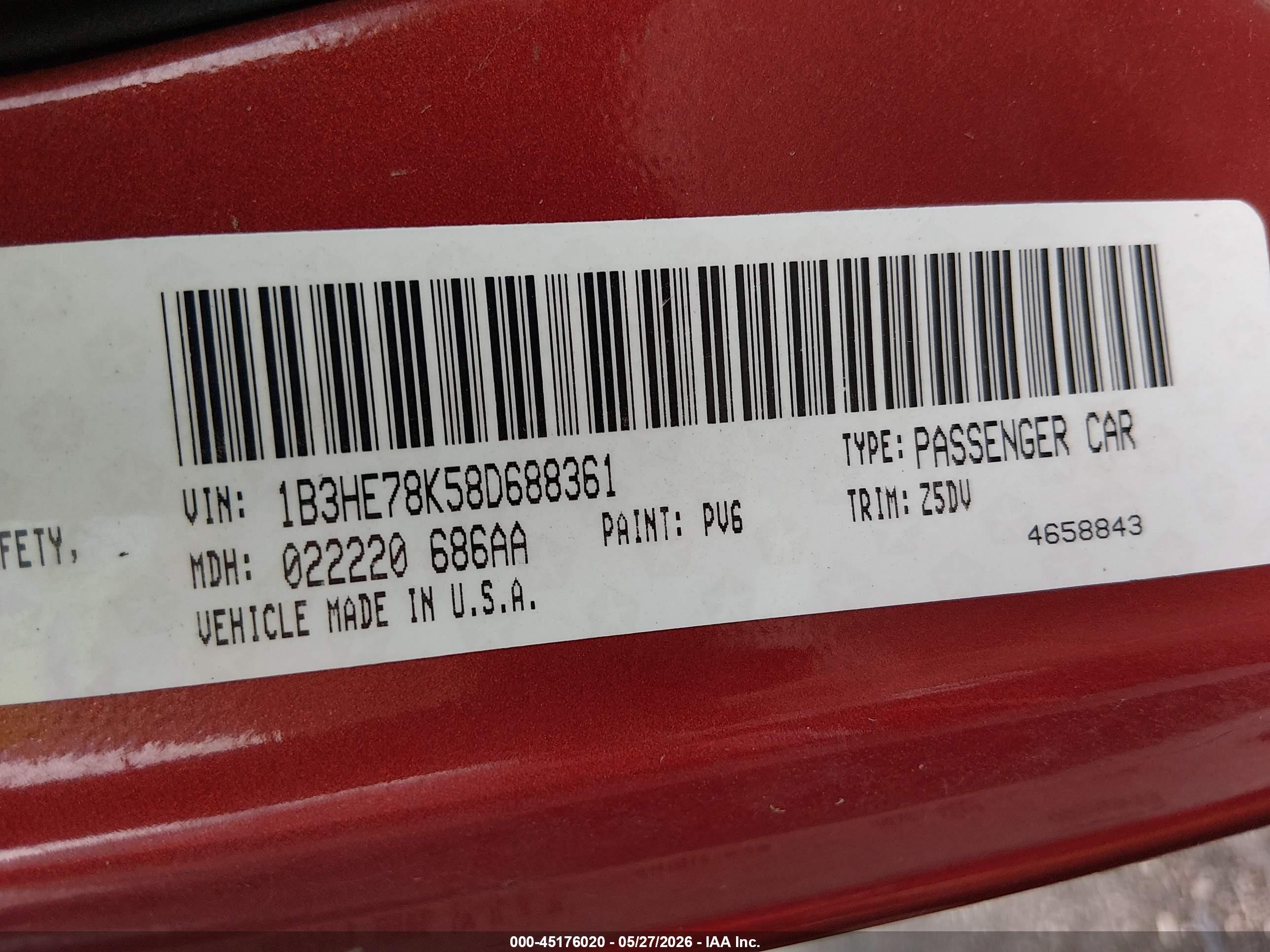 2008 Dodge Caliber R/t Orange vin: 1B3HE78K58D688361