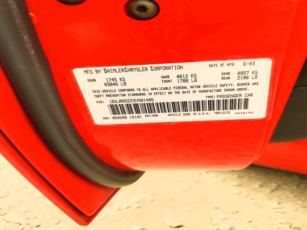 2003 Dodge Viper Srt-10 Красный vin: 1B3JR65Z23V501405