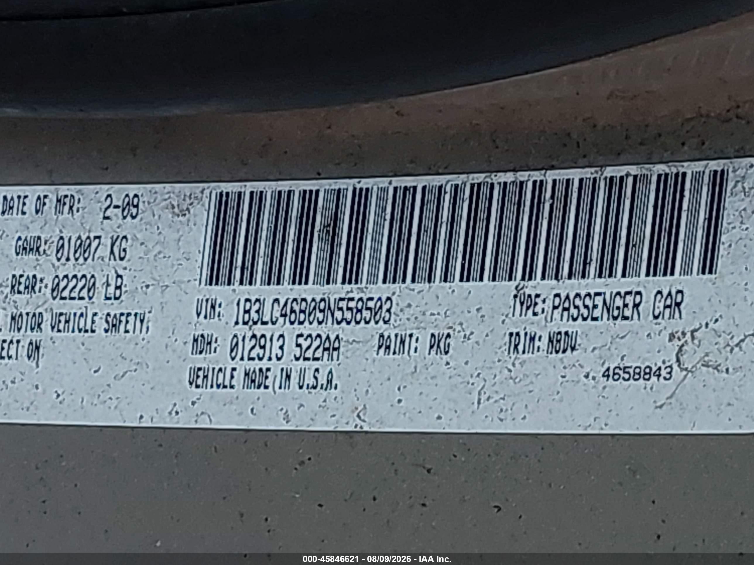 2009 Dodge Avenger Se/sxt Gold vin: 1B3LC46B09N558503