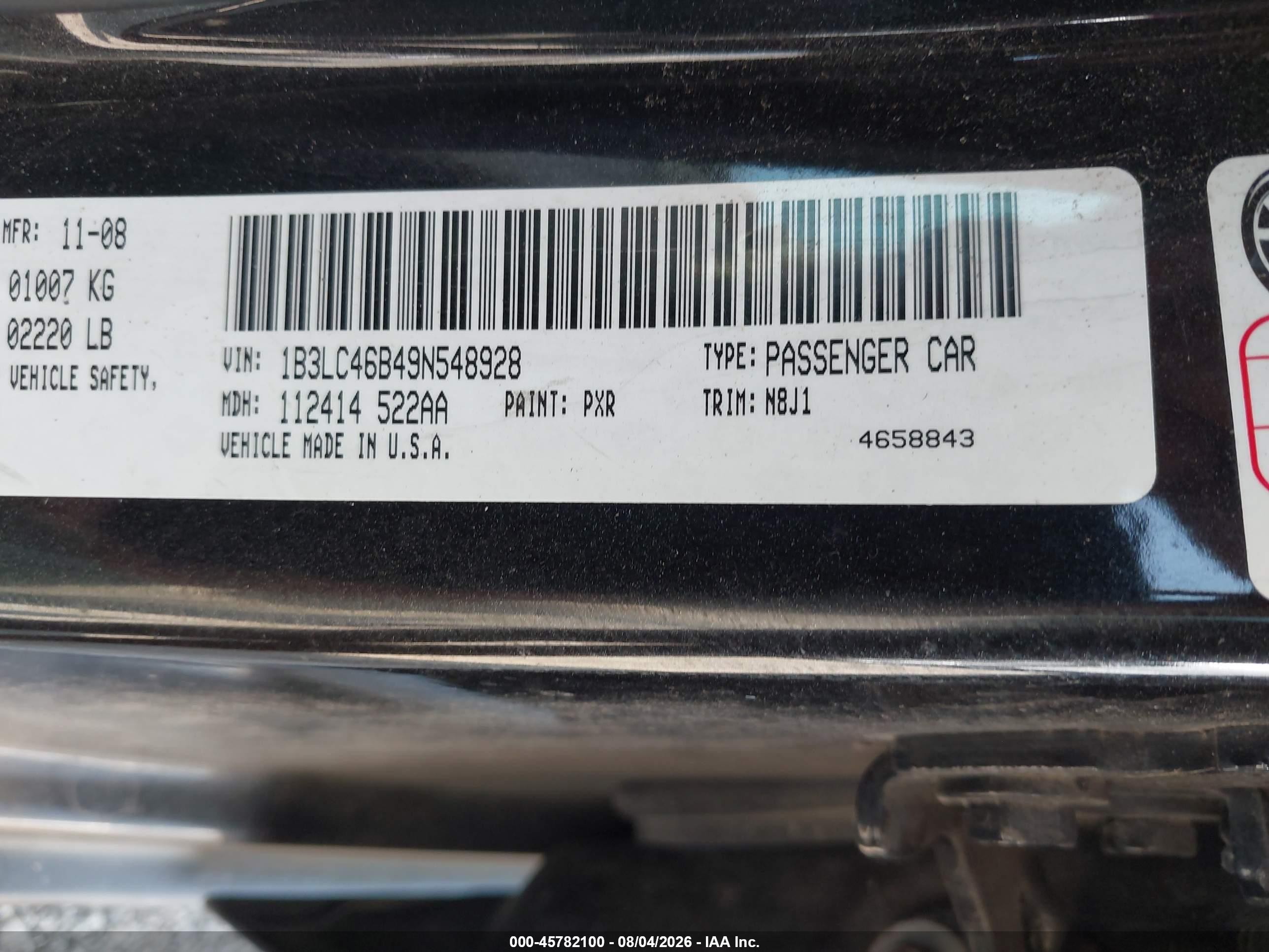 2009 Dodge Avenger Se/sxt Black vin: 1B3LC46B49N548928