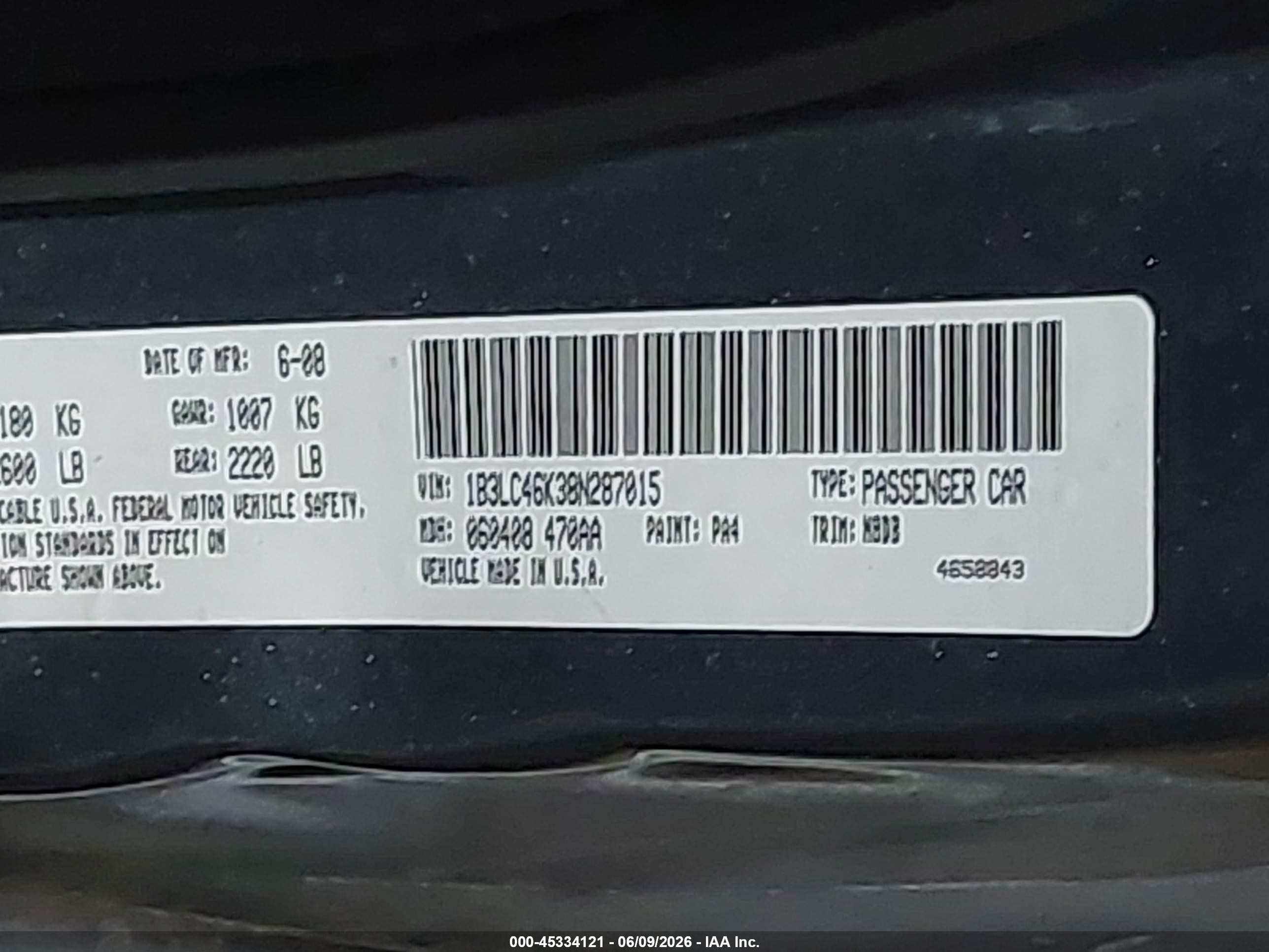 2008 Dodge Avenger Se Blue vin: 1B3LC46K38N287015