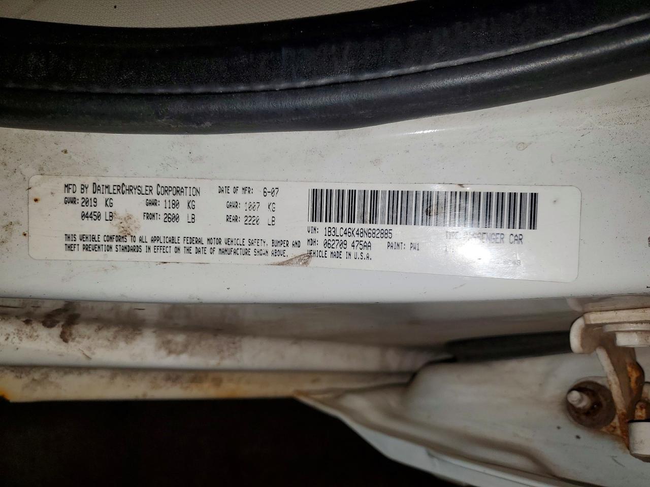 2008 Dodge Avenger Se White vin: 1B3LC46K48N682885