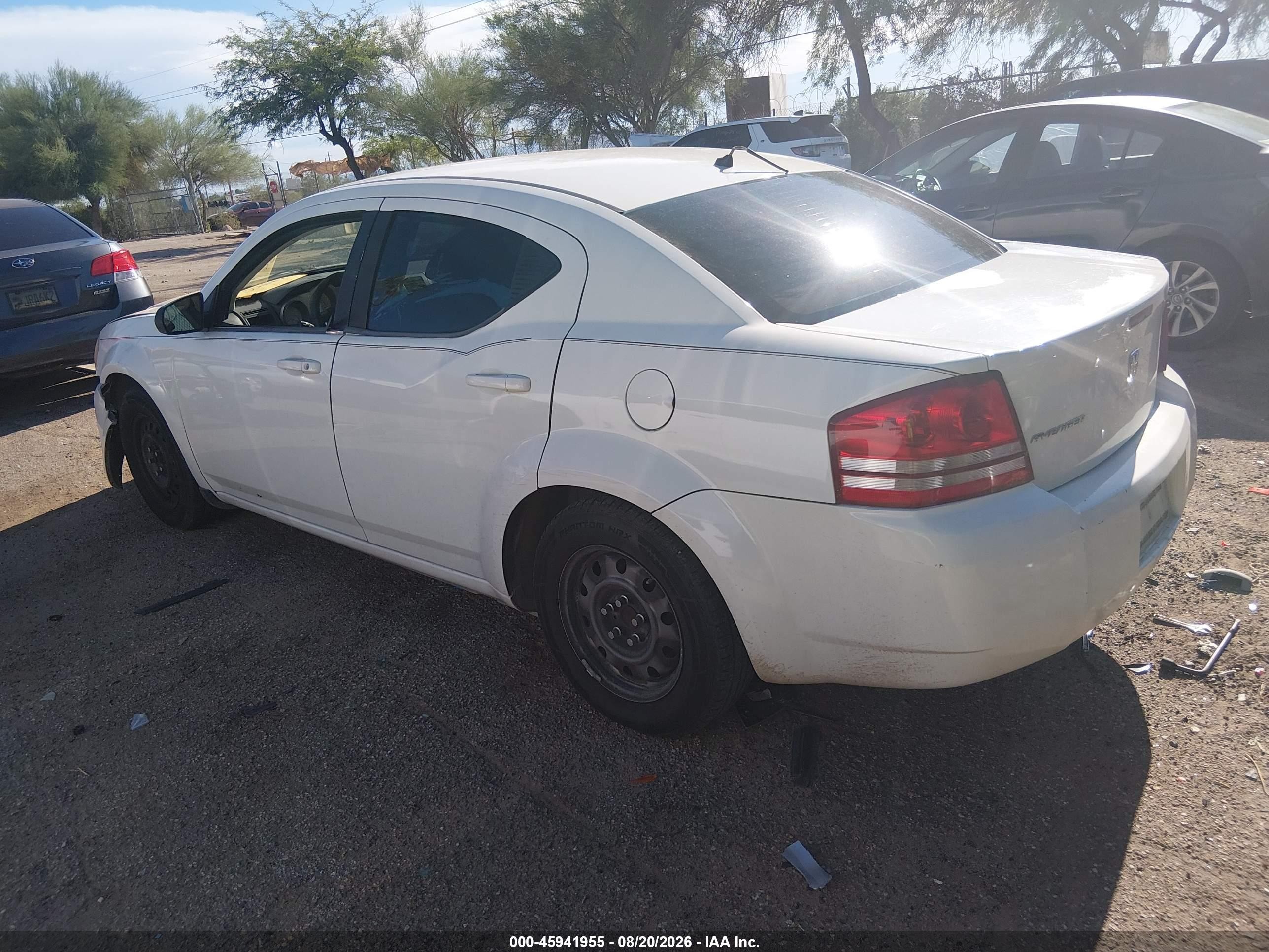 2008 Dodge Avenger Se White vin: 1B3LC46K58N660281