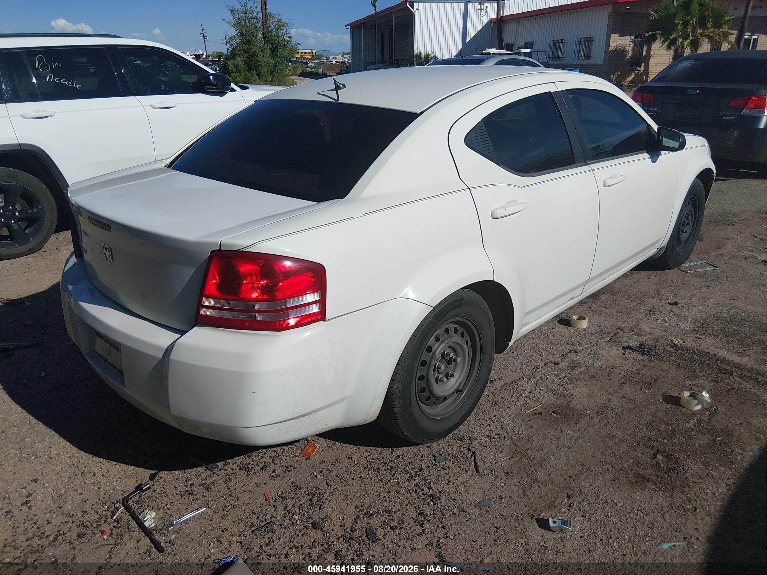 2008 Dodge Avenger Se White vin: 1B3LC46K58N660281