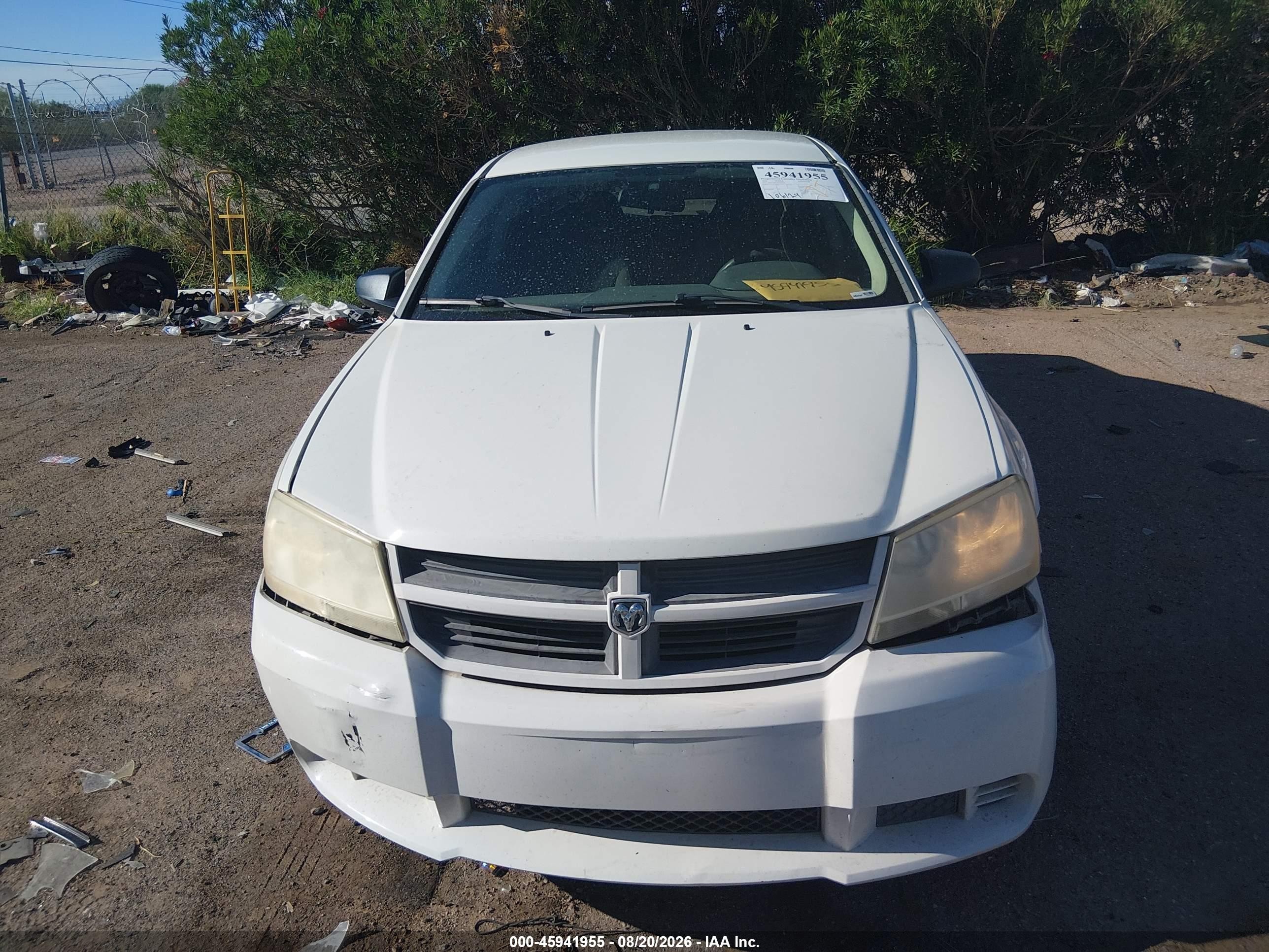 2008 Dodge Avenger Se White vin: 1B3LC46K58N660281