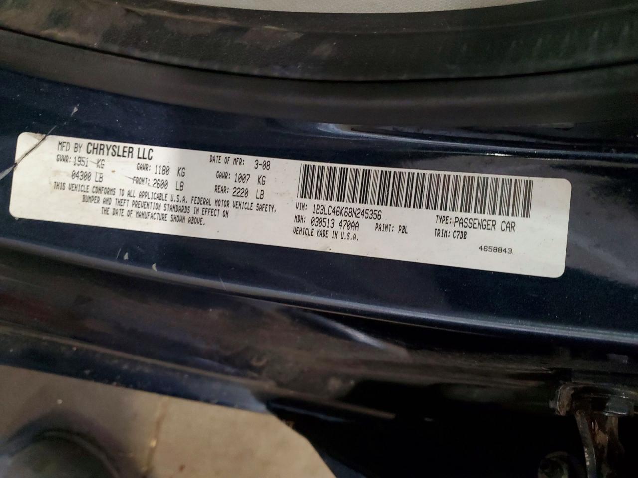 2008 Dodge Avenger Se Синий vin: 1B3LC46K68N245356
