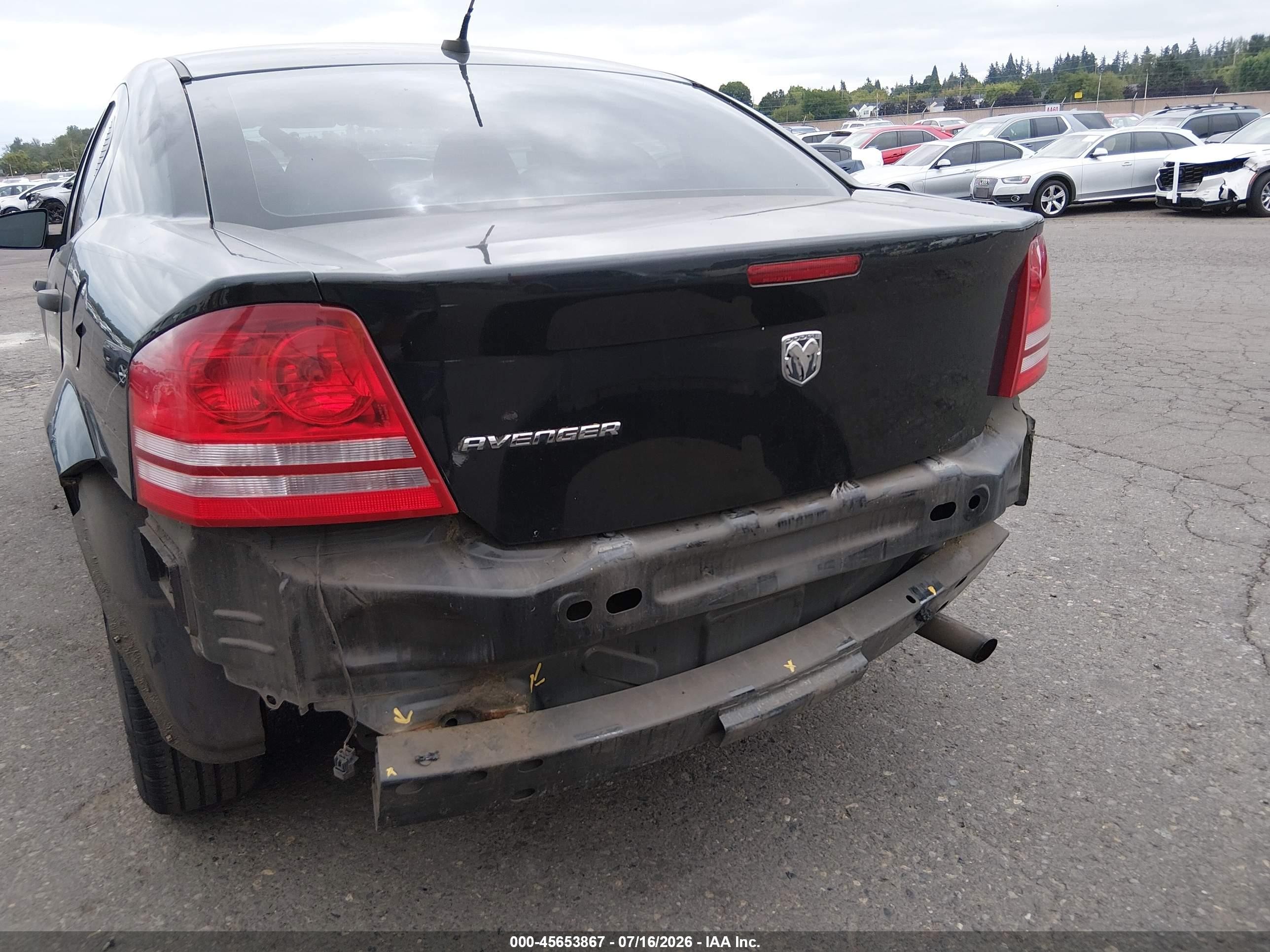 2008 Dodge Avenger Se Black vin: 1B3LC46K68N286375