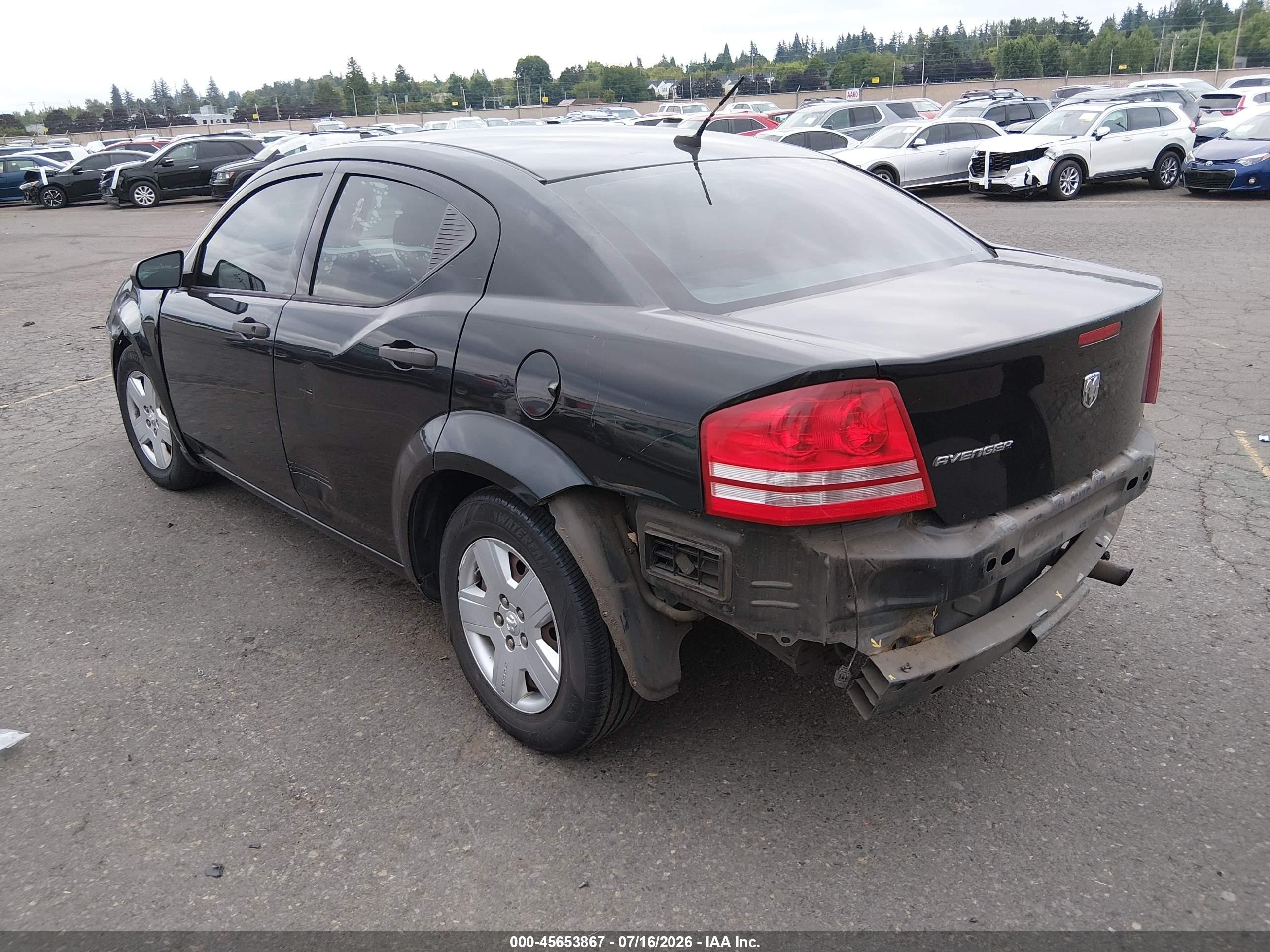2008 Dodge Avenger Se Black vin: 1B3LC46K68N286375
