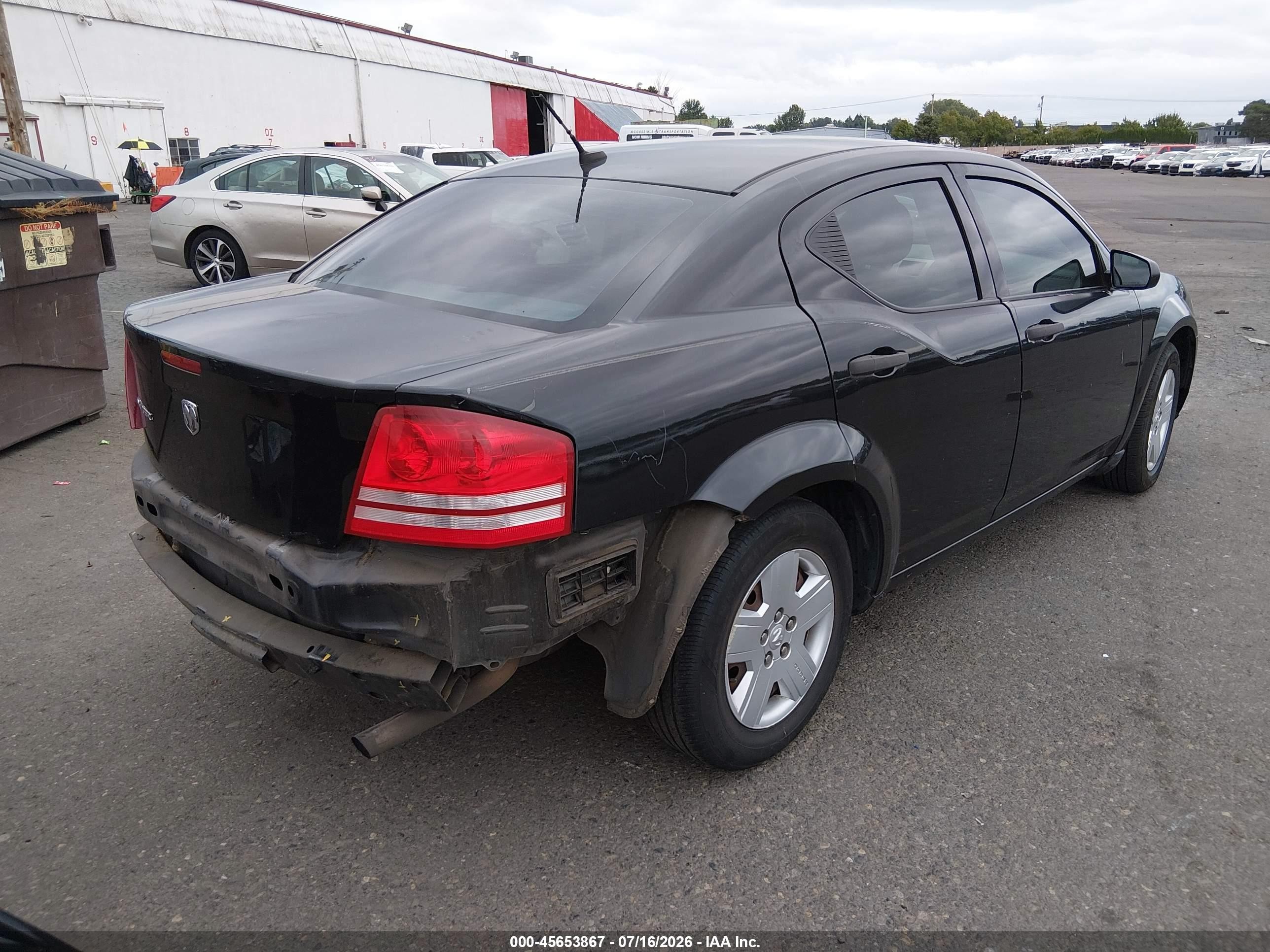 2008 Dodge Avenger Se Black vin: 1B3LC46K68N286375
