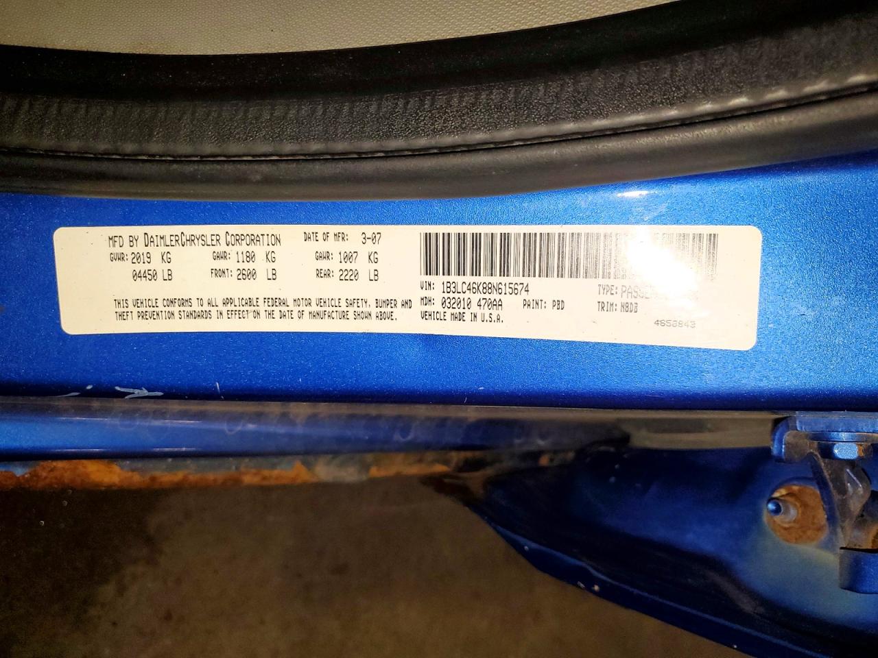 2008 Dodge Avenger Se Blue vin: 1B3LC46K88N615674