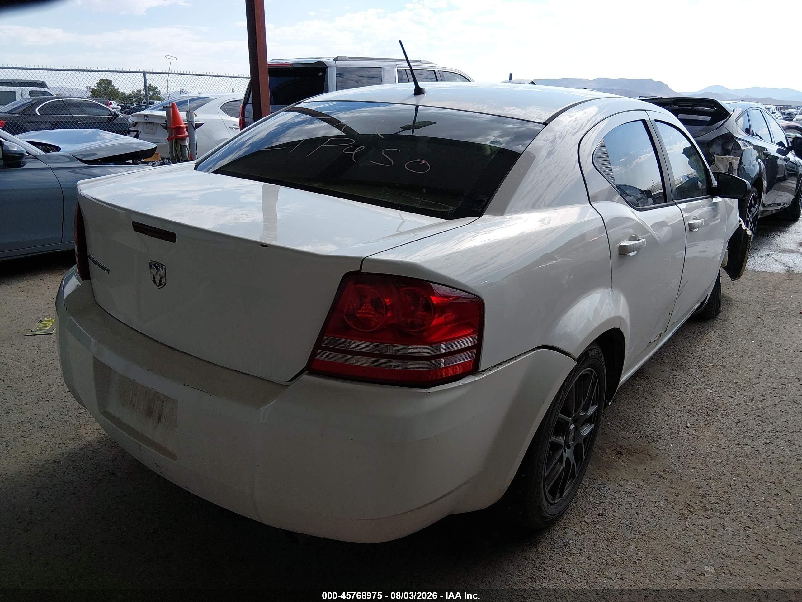 2008 Dodge Avenger Se White vin: 1B3LC46K88N622933
