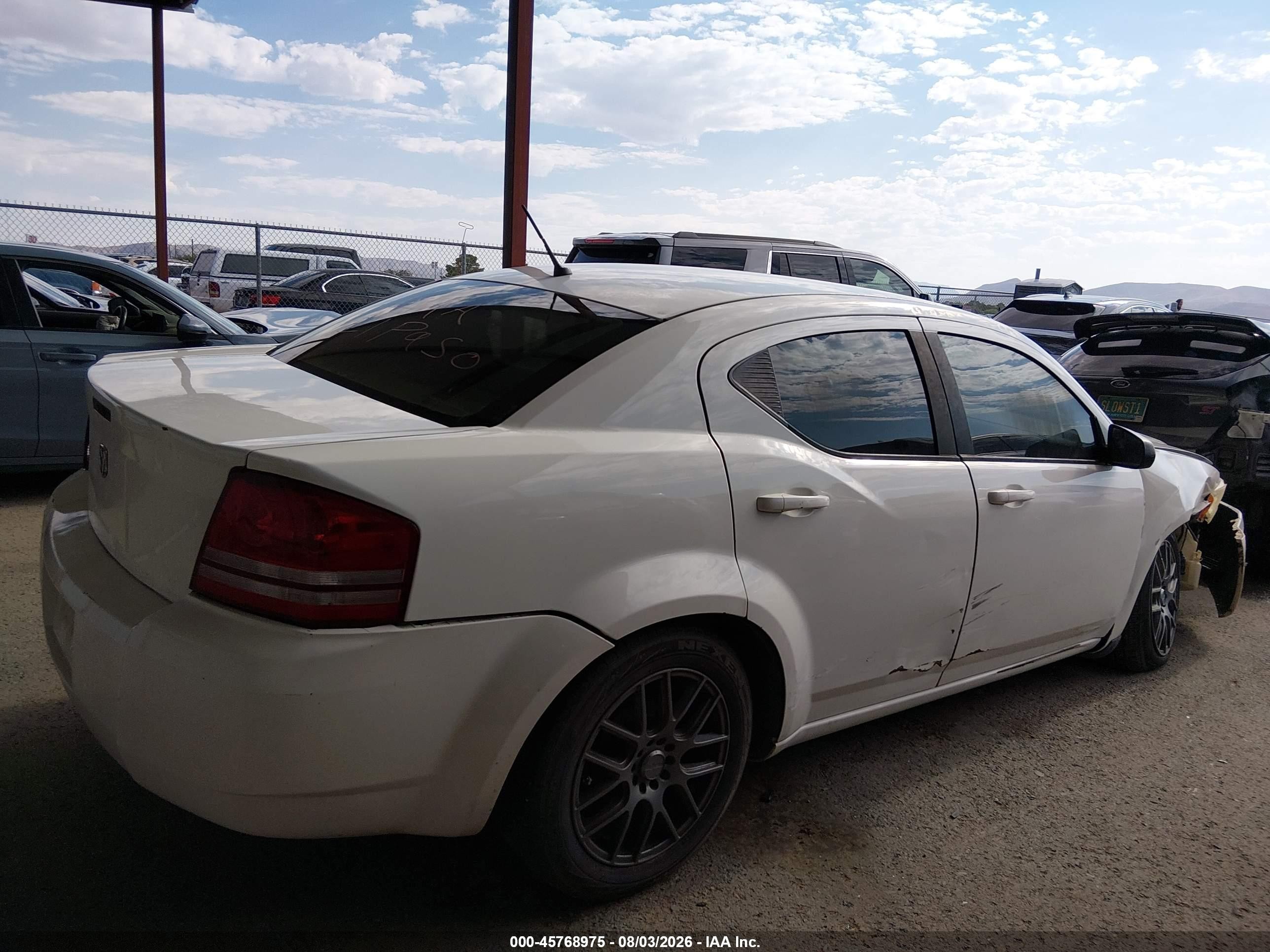 2008 Dodge Avenger Se White vin: 1B3LC46K88N622933