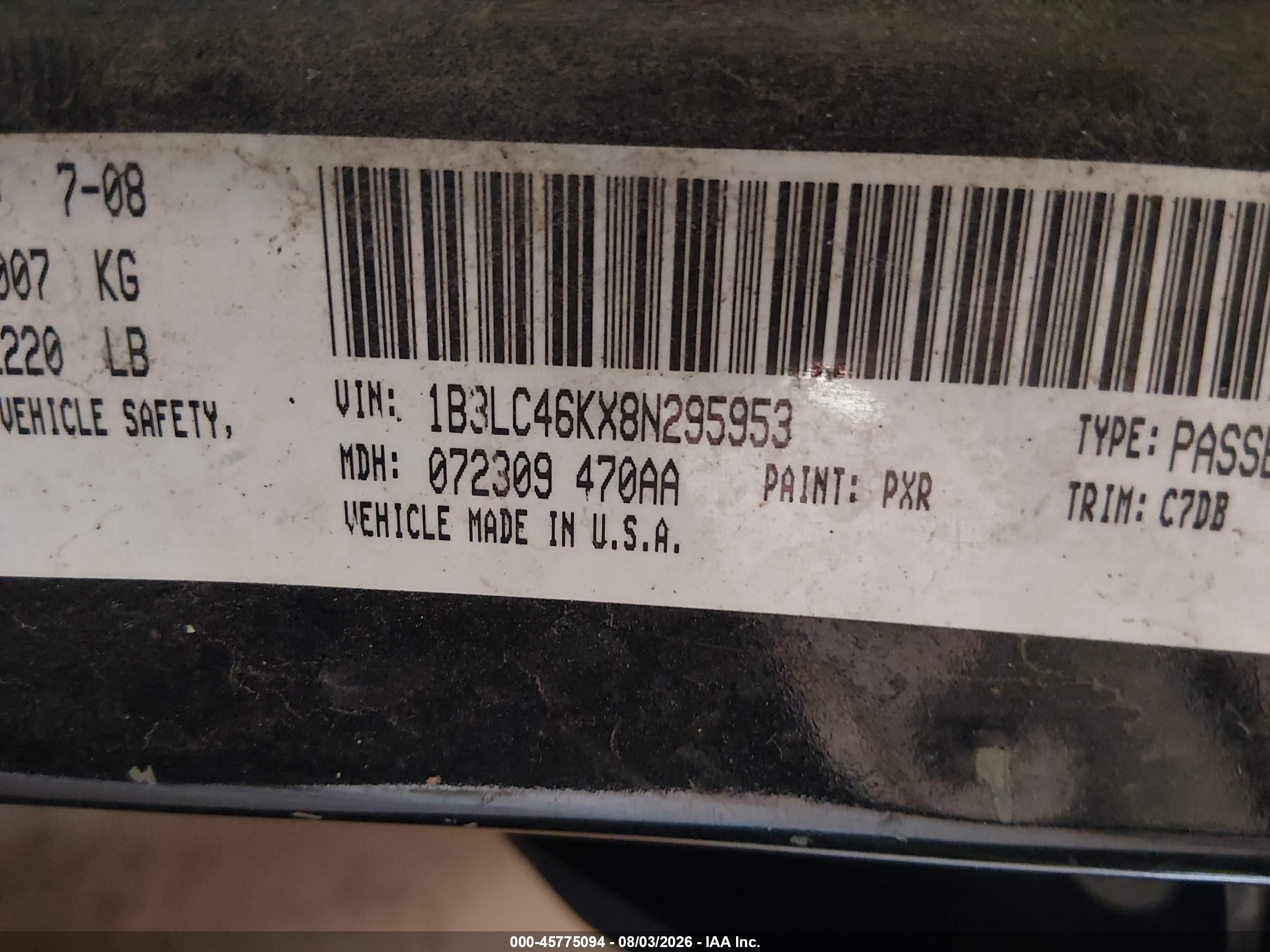 2008 Dodge Avenger Se Black vin: 1B3LC46KX8N295953