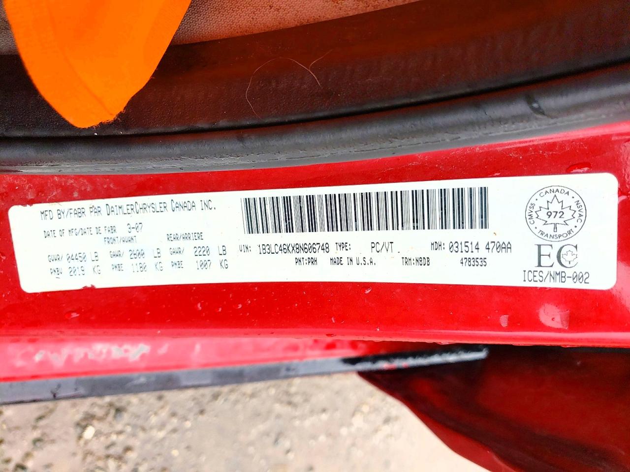 2008 Dodge Avenger Se Red vin: 1B3LC46KX8N606748