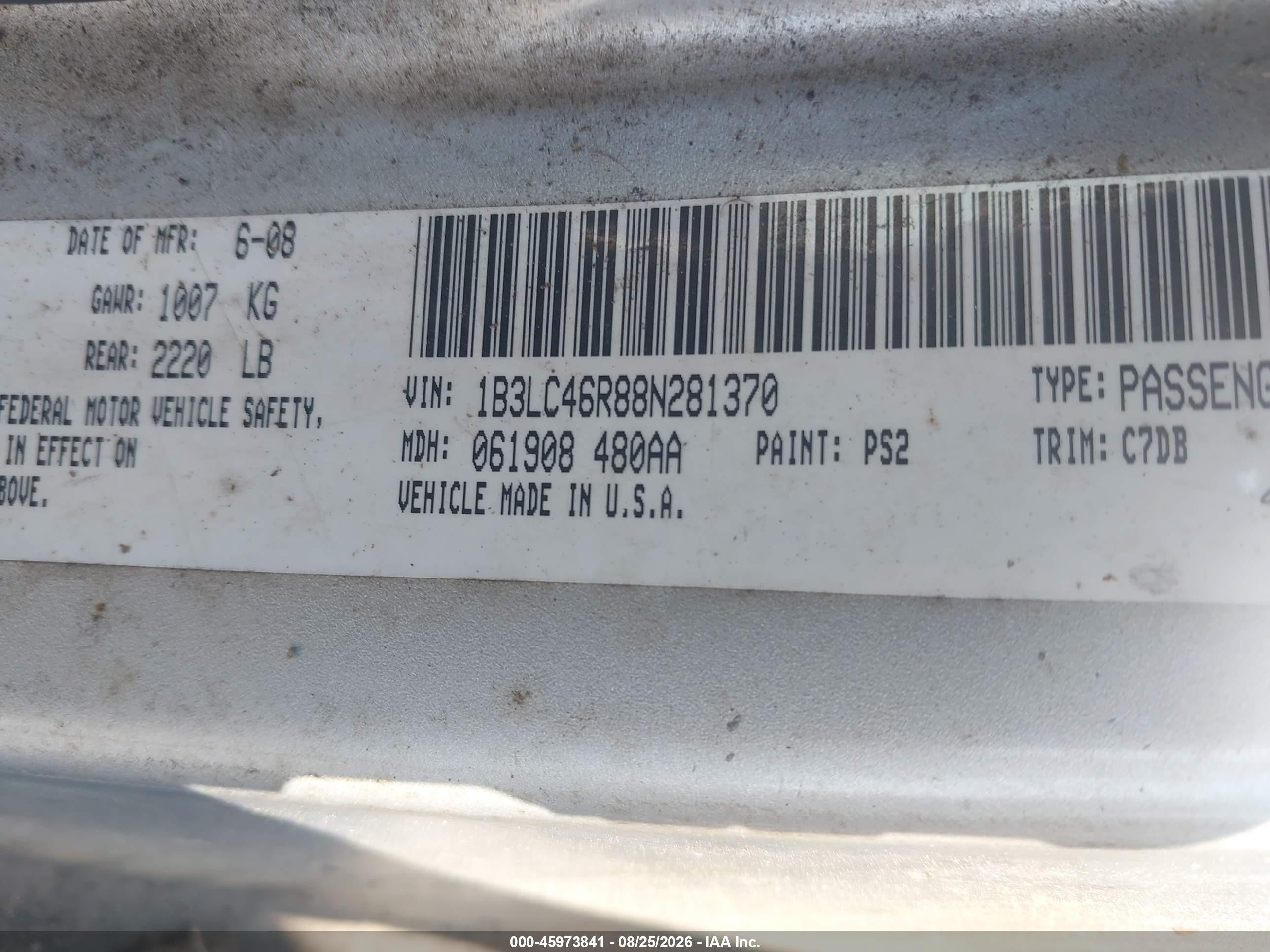 2008 Dodge Avenger Se Серебряный vin: 1B3LC46R88N281370