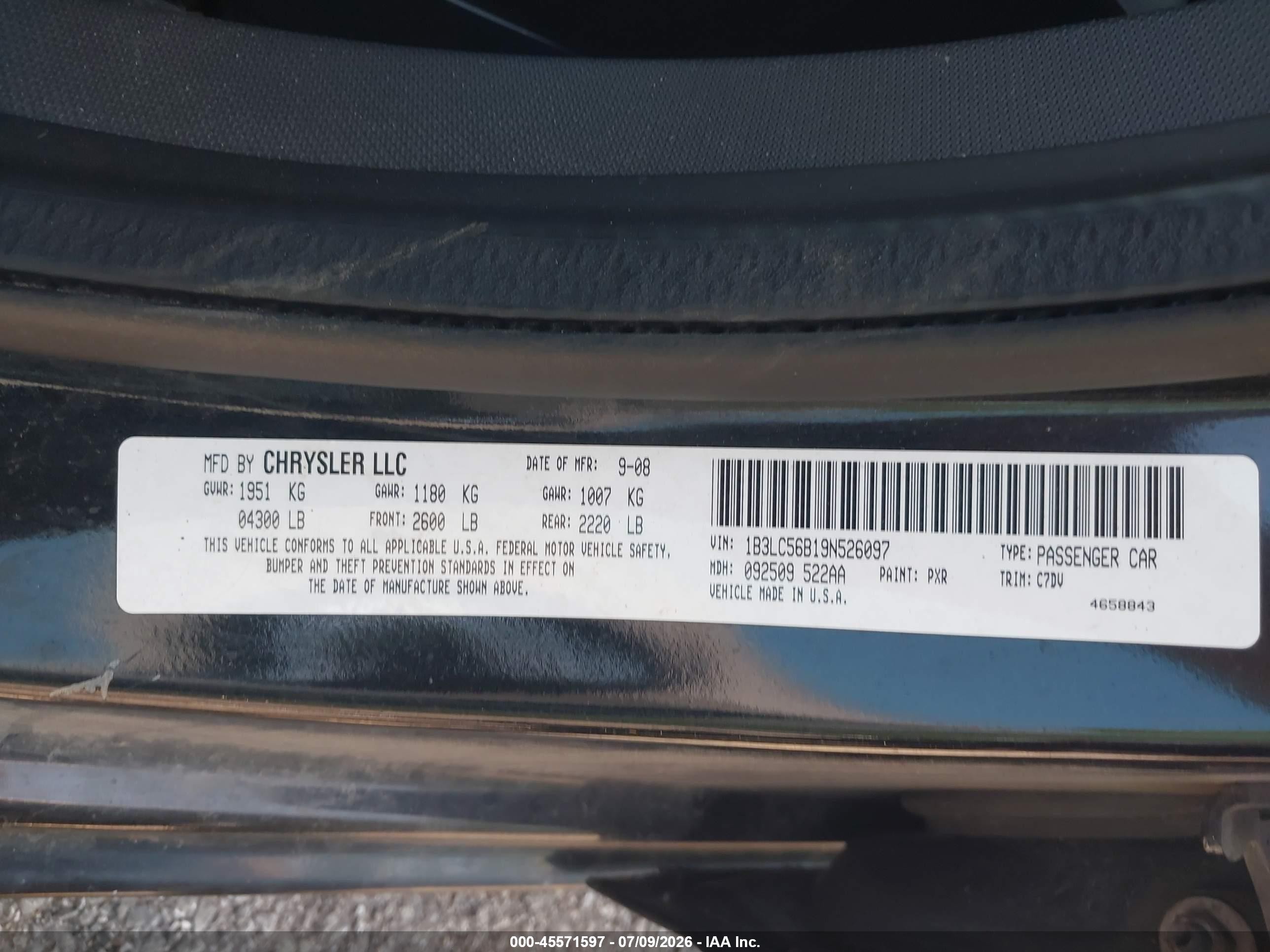 2009 Dodge Avenger Sxt Black vin: 1B3LC56B19N526097