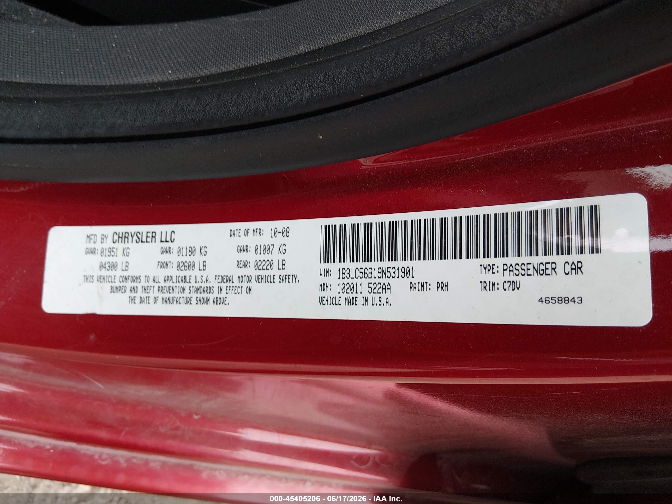 2009 Dodge Avenger Sxt Red vin: 1B3LC56B19N531901