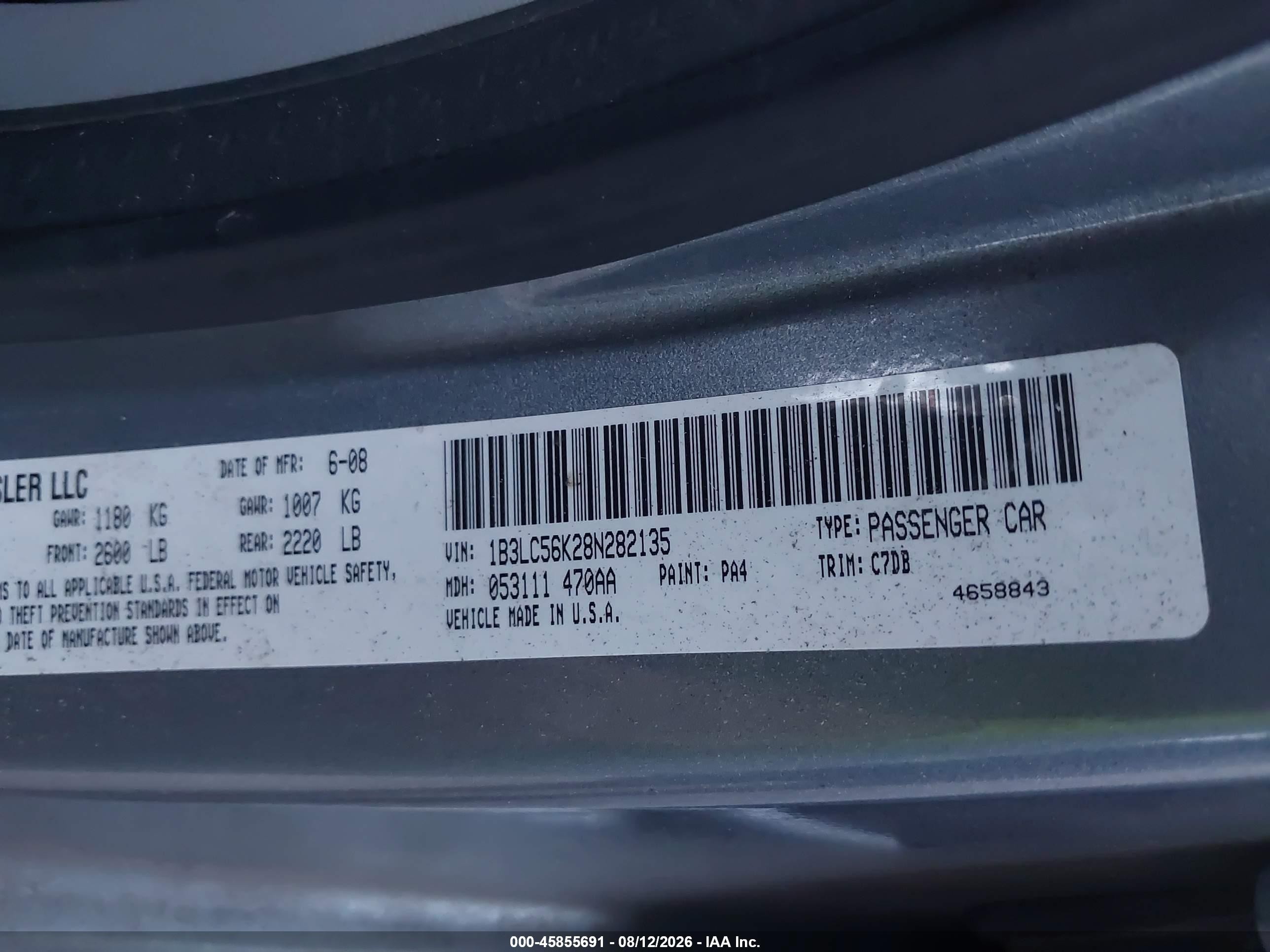 2008 Dodge Avenger Sxt Gray vin: 1B3LC56K28N282135