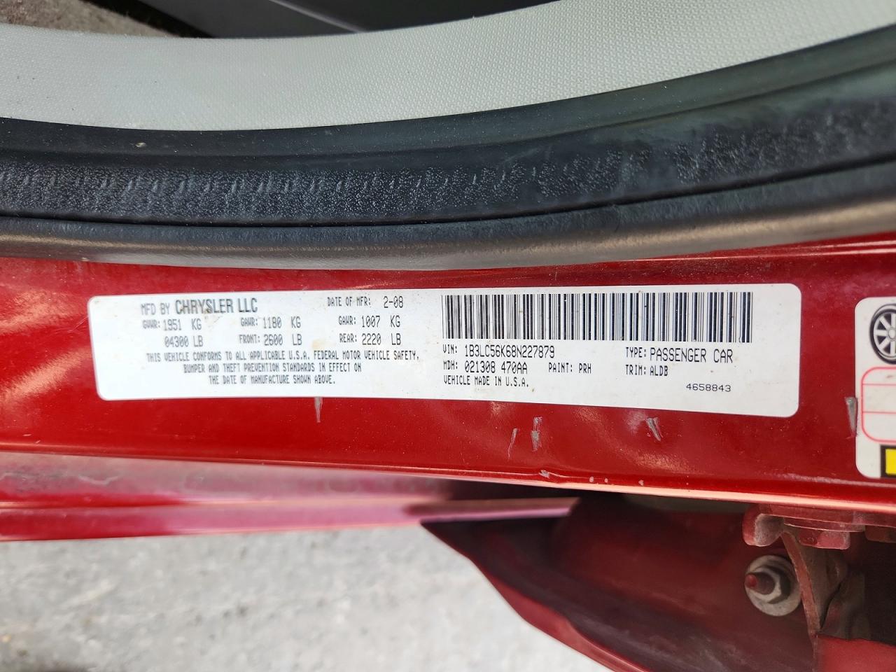 2008 Dodge Avenger Sxt Бордовый vin: 1B3LC56K68N227879