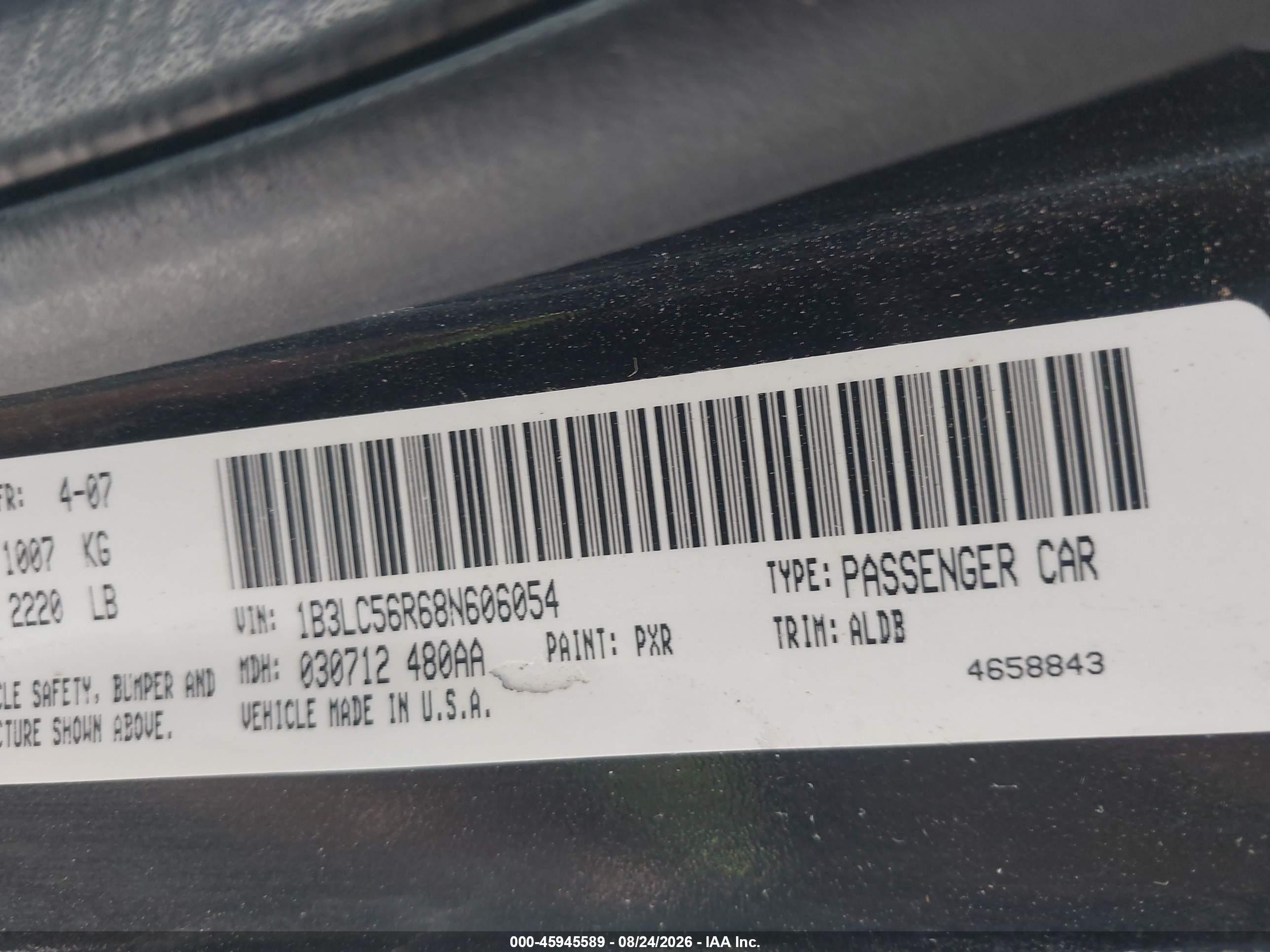 2008 Dodge Avenger Sxt Black vin: 1B3LC56R68N606054