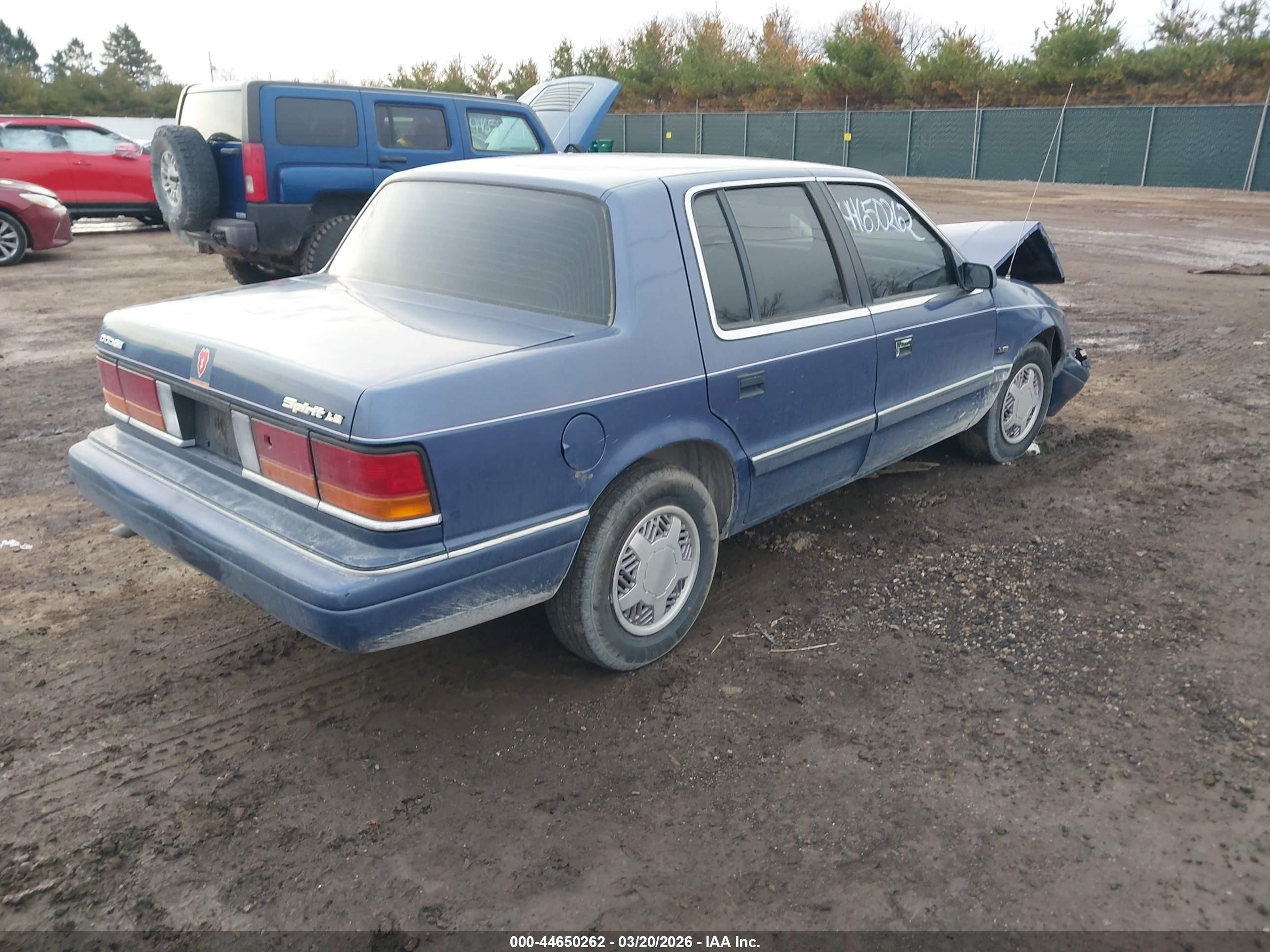 1992 Dodge Spirit Le Blue vin: 1B3XA5634NF258795