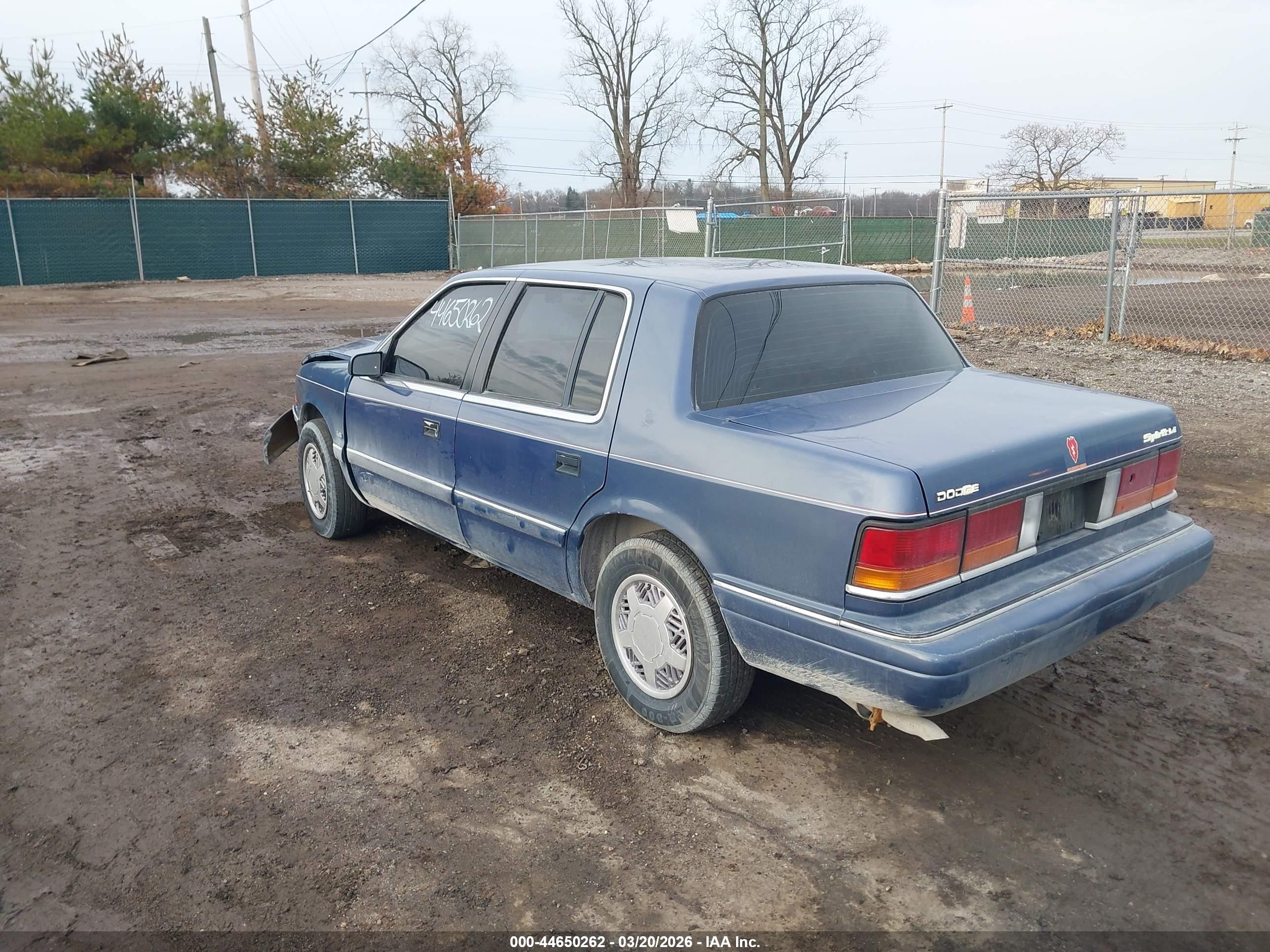 1992 Dodge Spirit Le Blue vin: 1B3XA5634NF258795