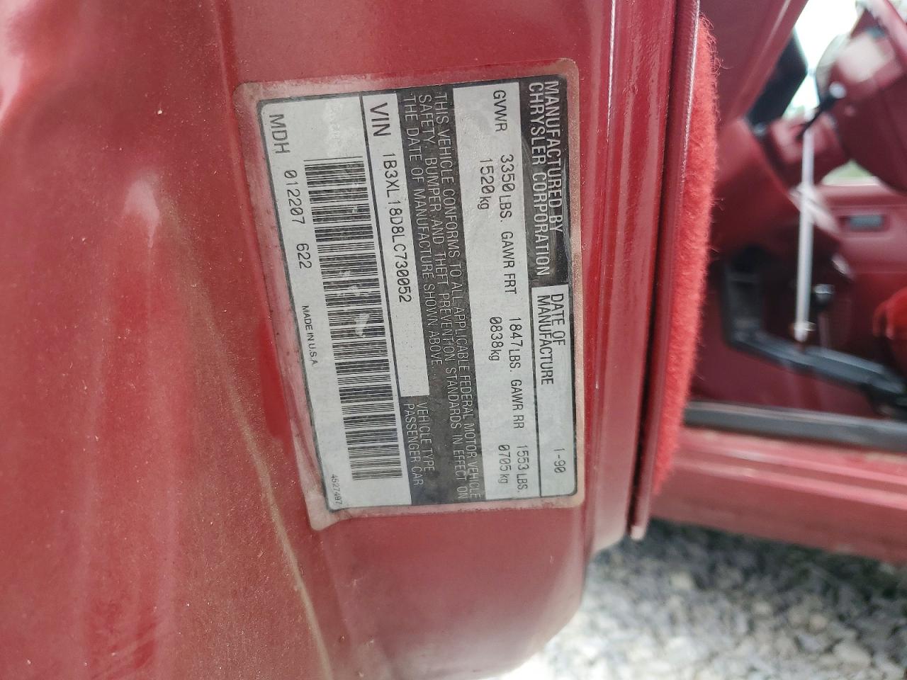 1990 Dodge Omni Expo Maroon vin: 1B3XL18D8LC730052