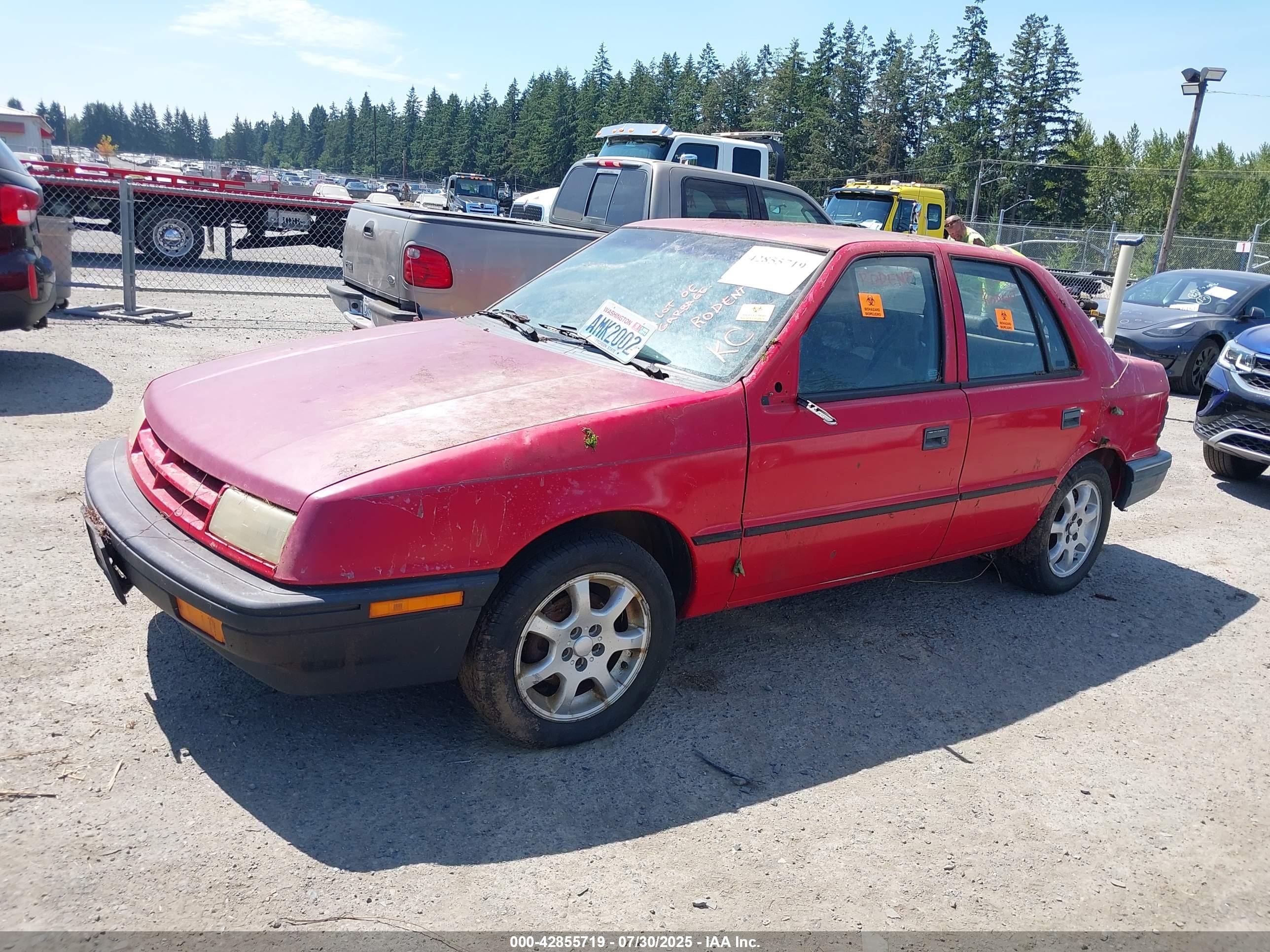 1991 Dodge Shadow   Red vin: 1B3XP48K6MN521659