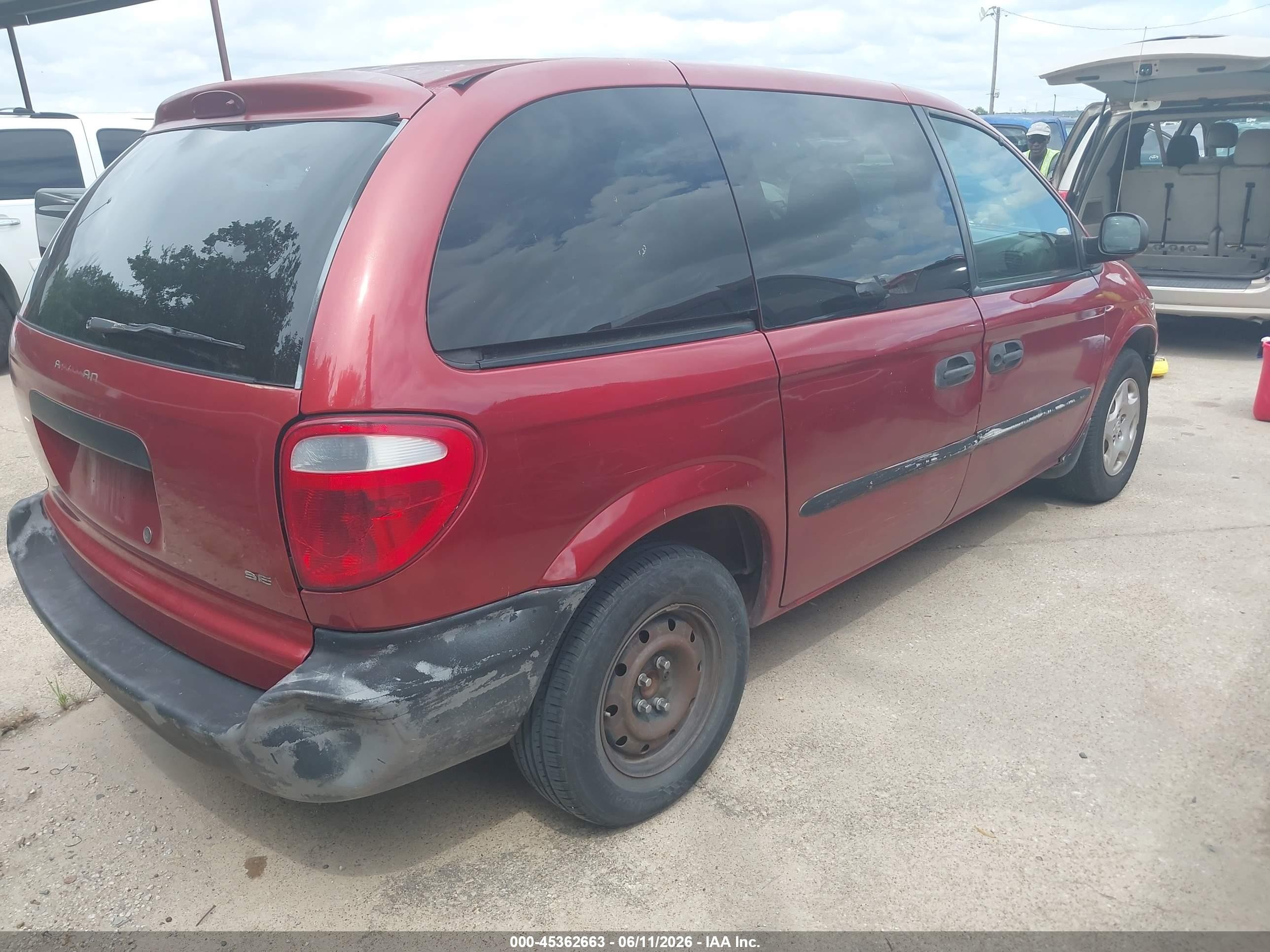 2001 Dodge Caravan Se Red vin: 1B4GP25B81B118493