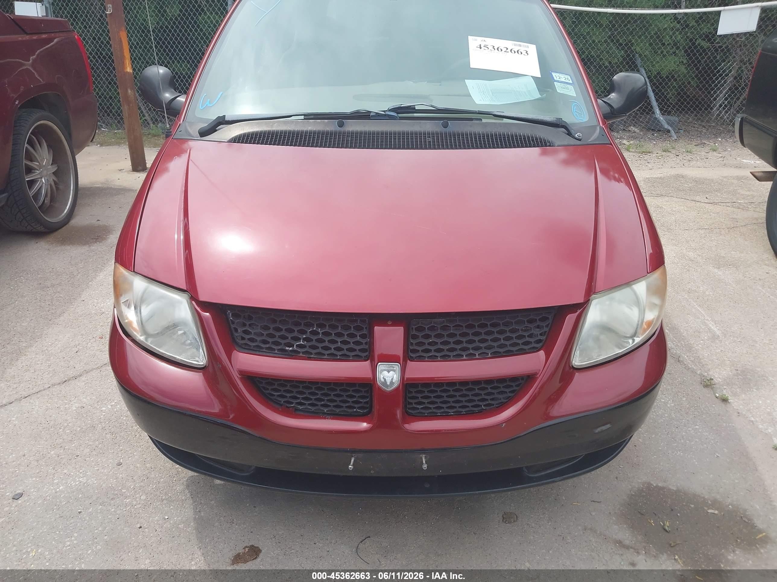 2001 Dodge Caravan Se Red vin: 1B4GP25B81B118493