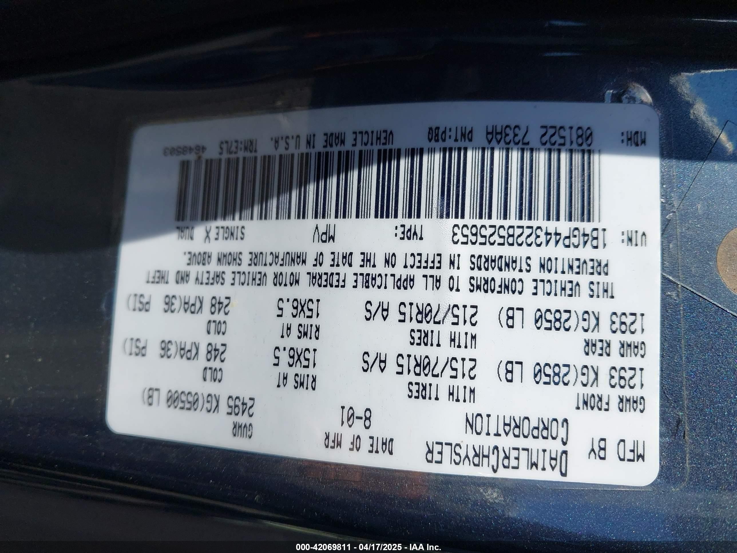 2002 Dodge Grand Caravan Sport Dark Blue vin: 1B4GP44322B525653