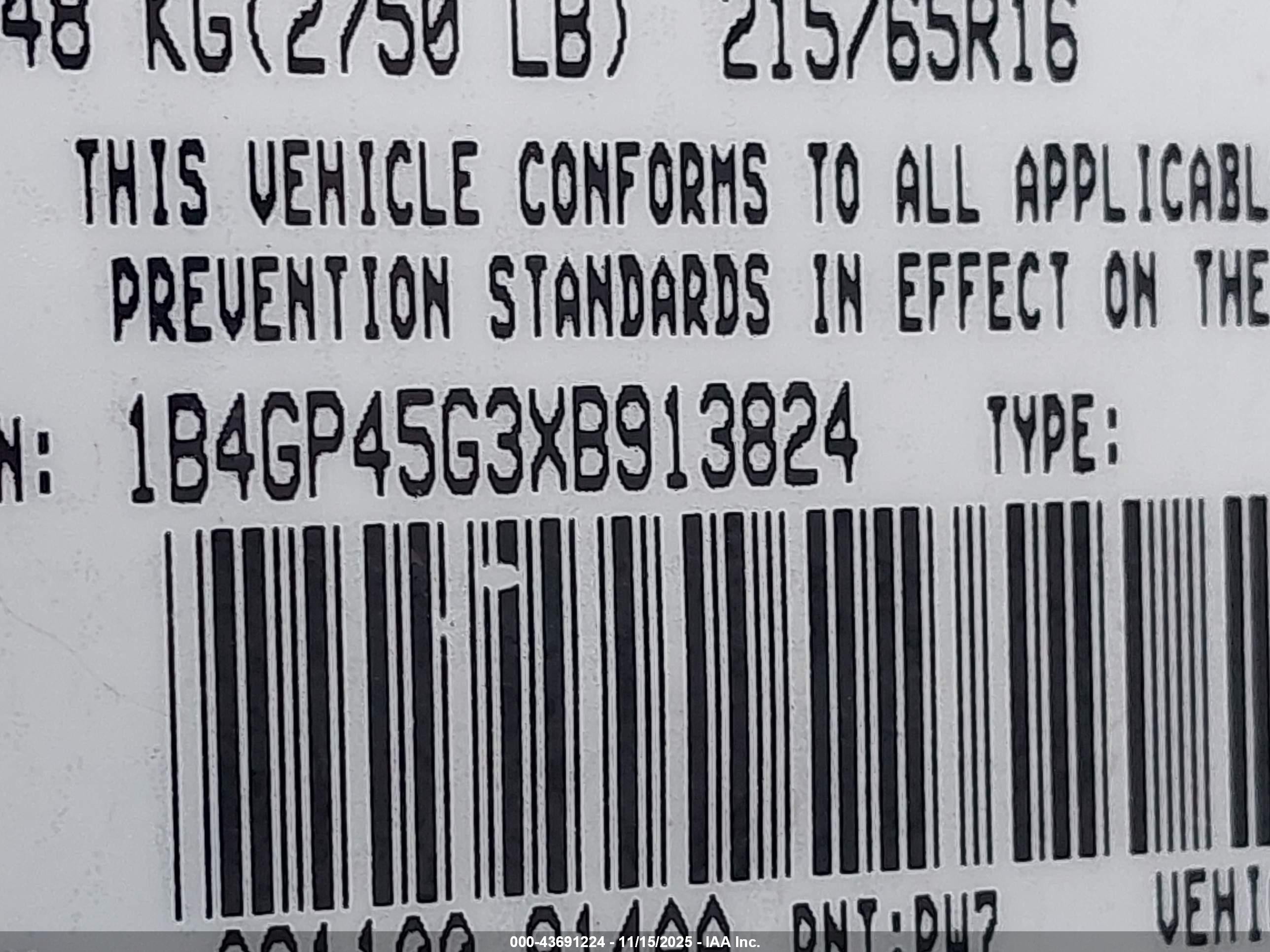 1999 Dodge Caravan Se White vin: 1B4GP45G3XB913824