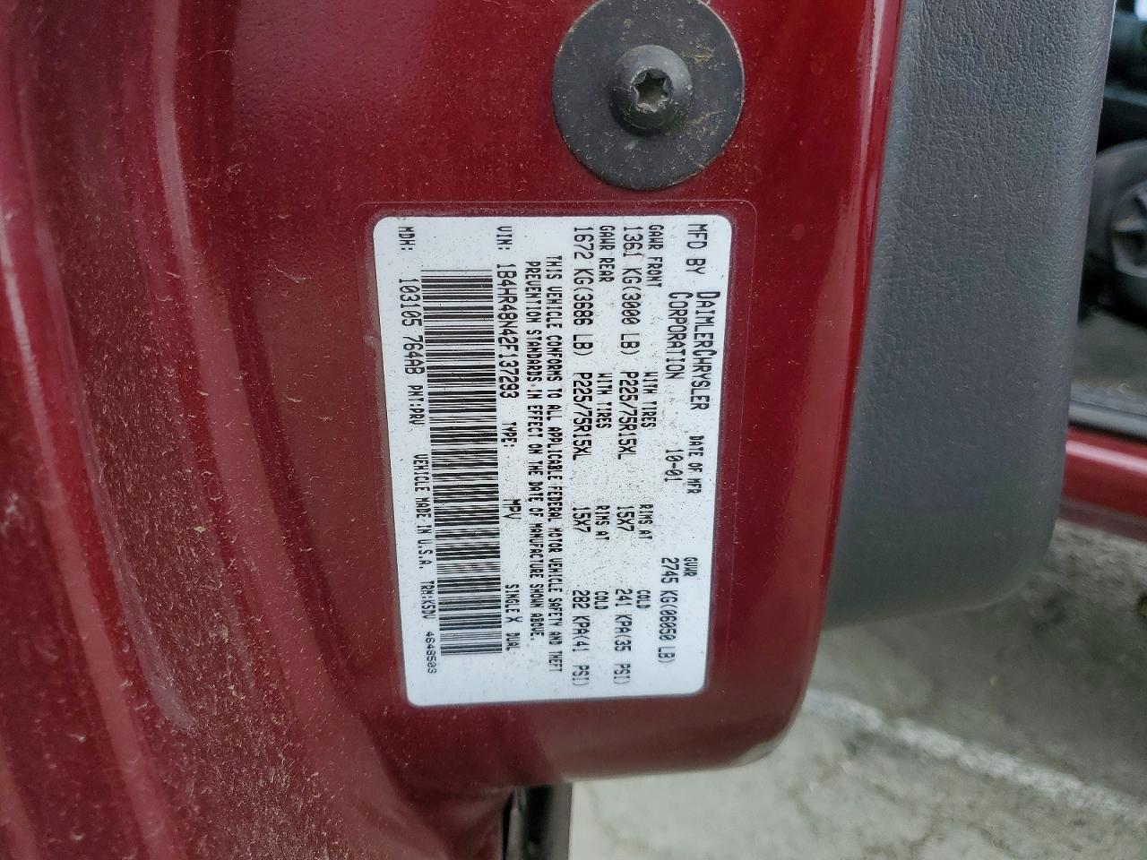 2002 Dodge Durango Slt Red vin: 1B4HR48N42F137293