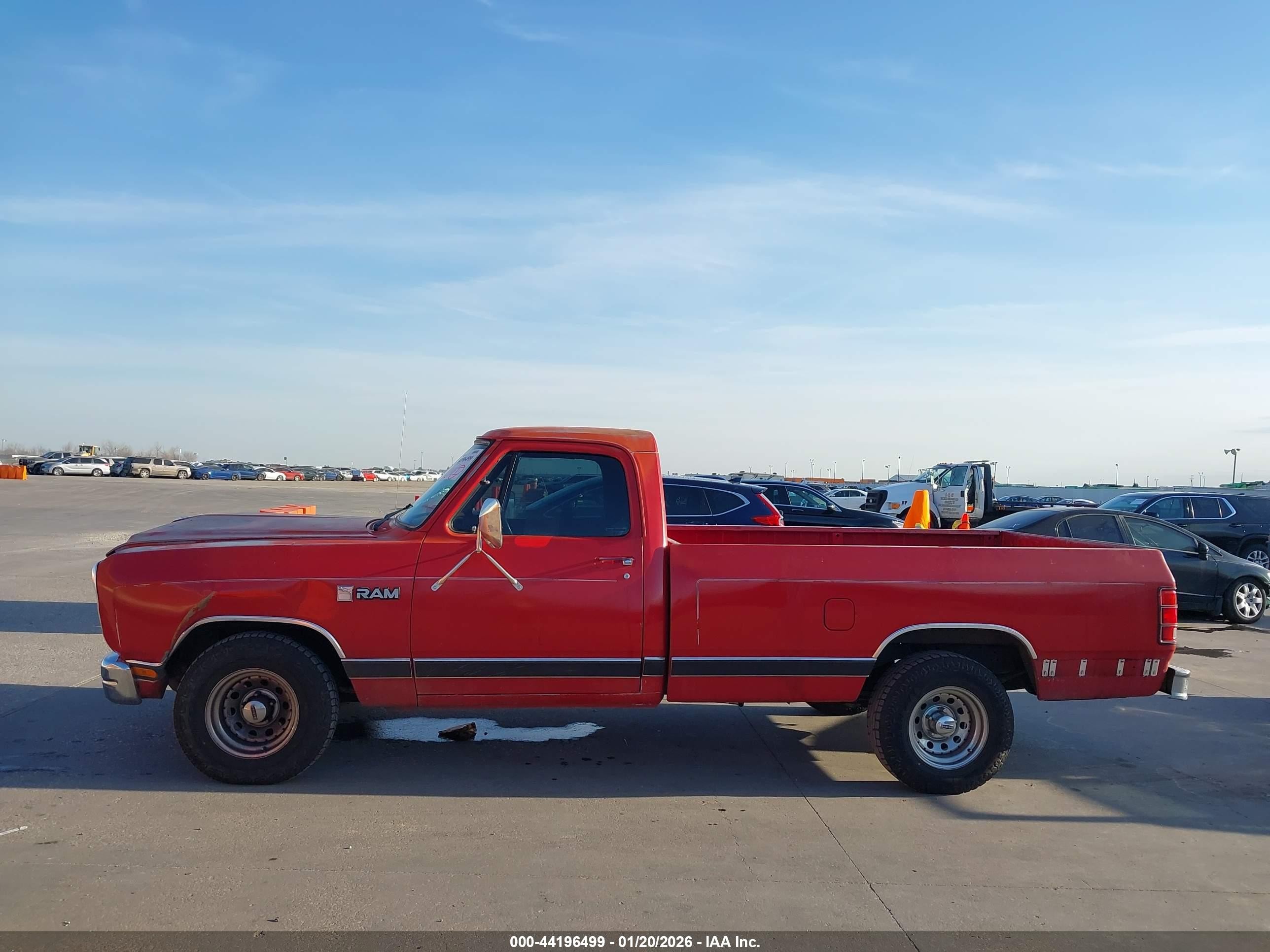 1987 Dodge D-series D100 Red vin: 1B7FD04T3HS518834