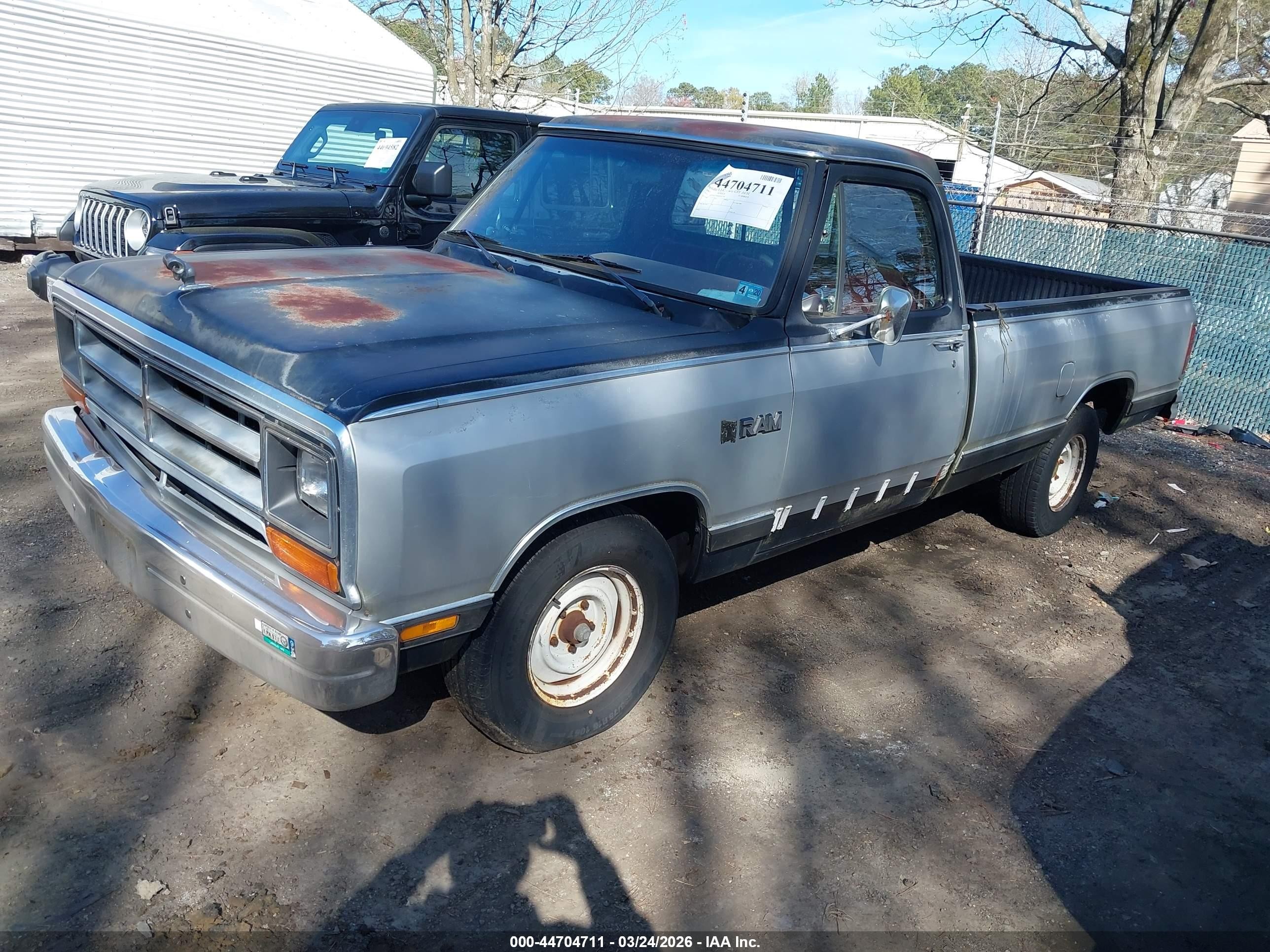 1987 Dodge D-series D150 Black vin: 1B7FD14TXHS382739