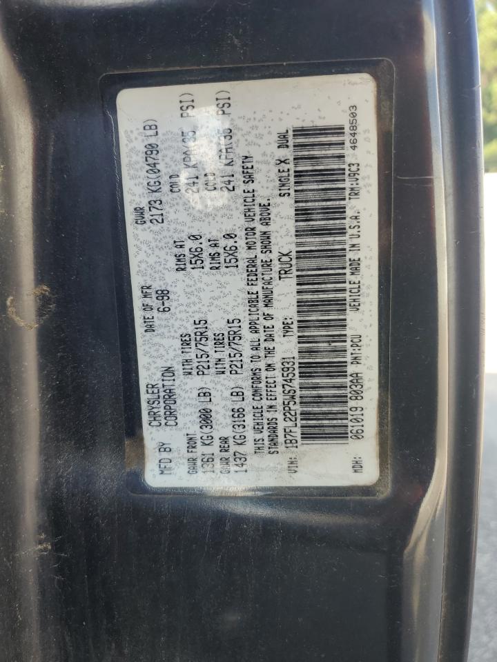 1998 Dodge Dakota Синий vin: 1B7FL22P5WS745931