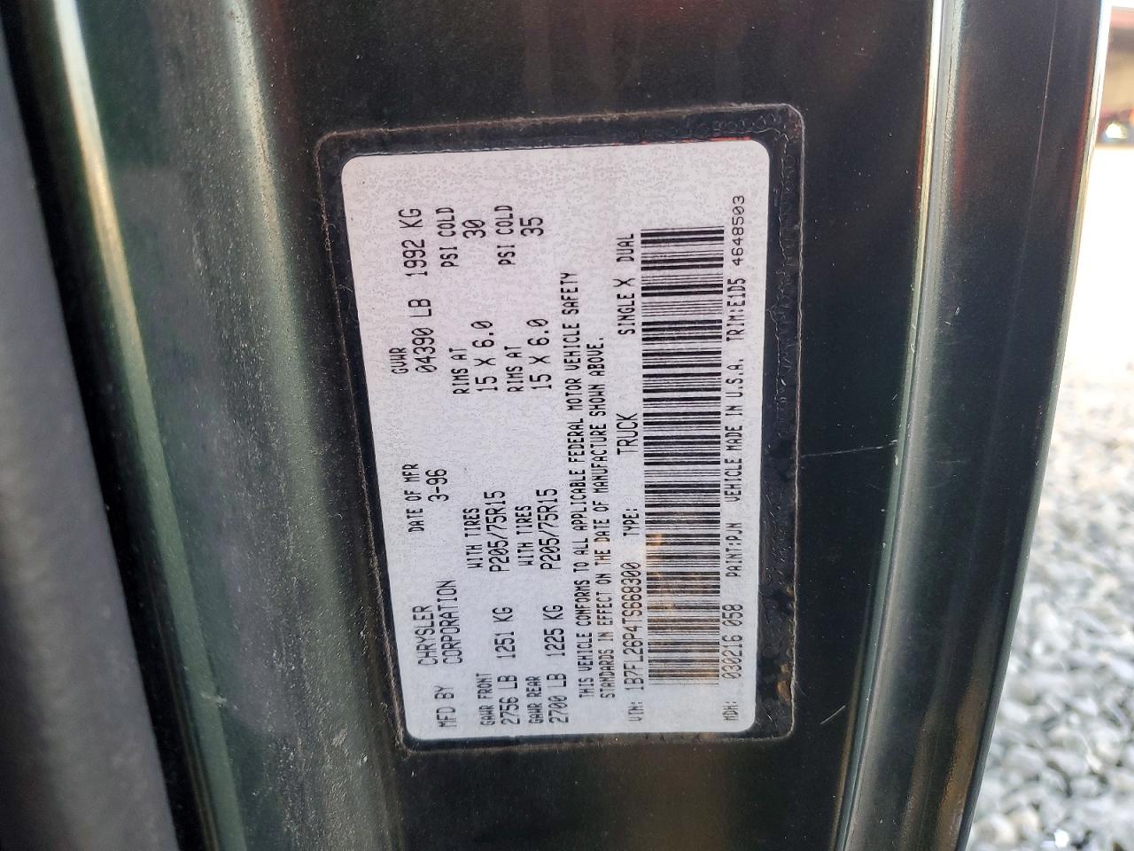 1996 Dodge Dakota Green vin: 1B7FL26P4TS668300