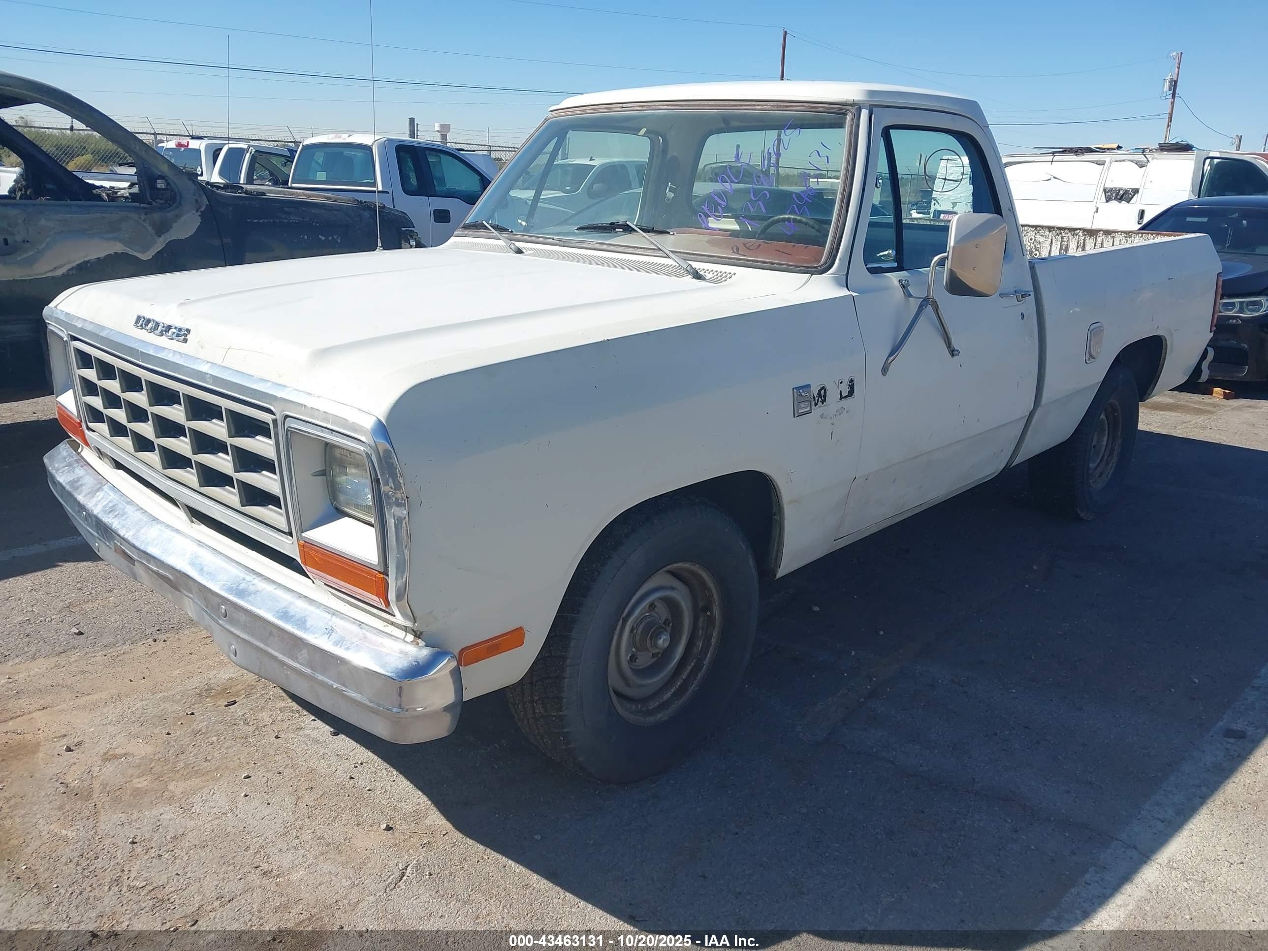 1985 Dodge D-series D100/d150 White vin: 1B7GD14T5FS613600
