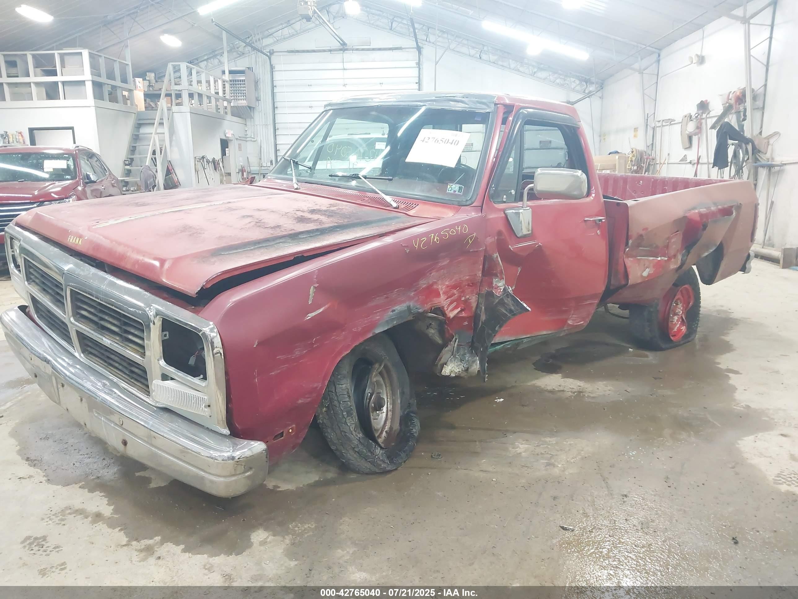1991 Dodge D-series D150s Red vin: 1B7GE06YXMS226067