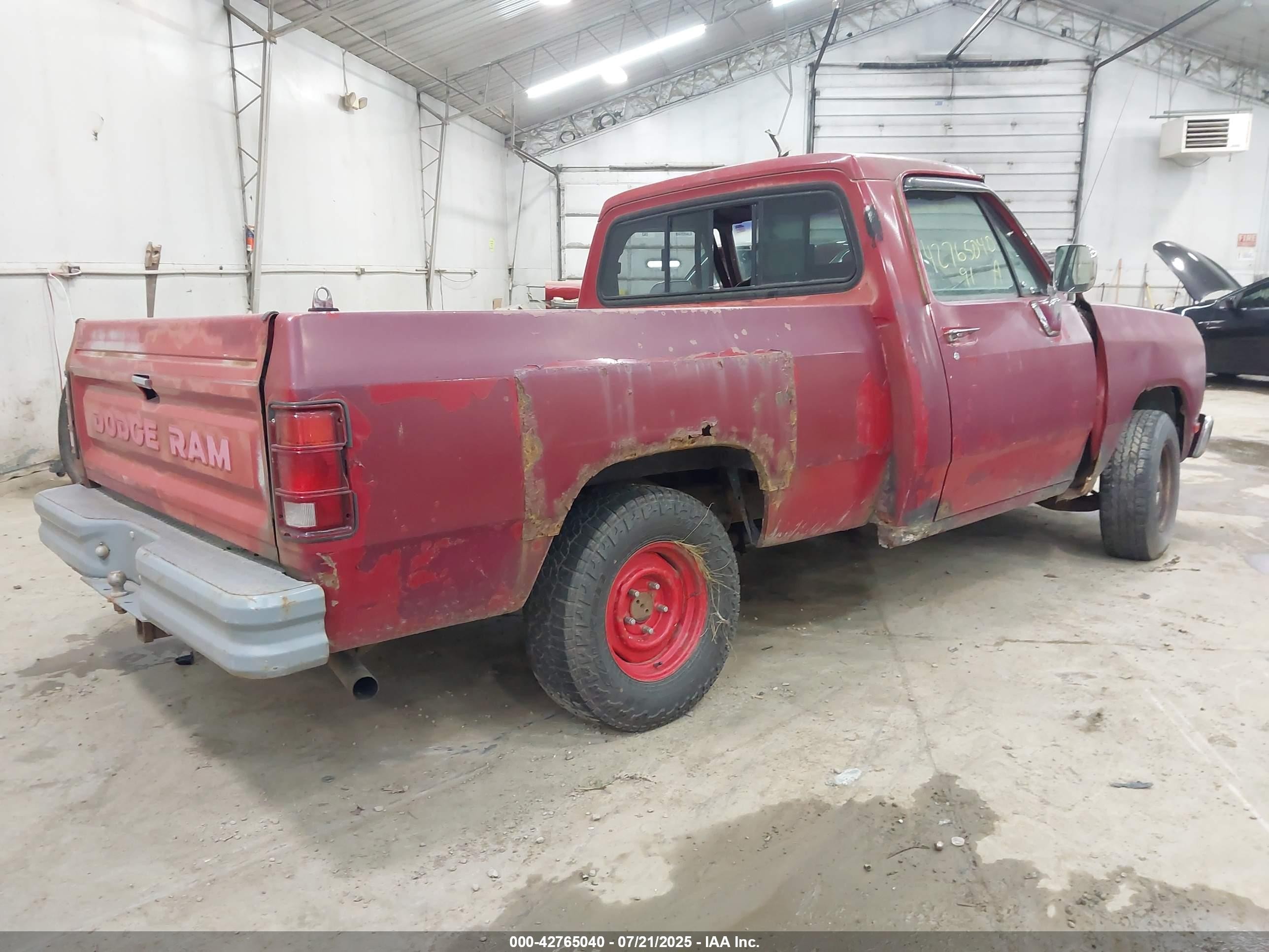 1991 Dodge D-series D150s Red vin: 1B7GE06YXMS226067