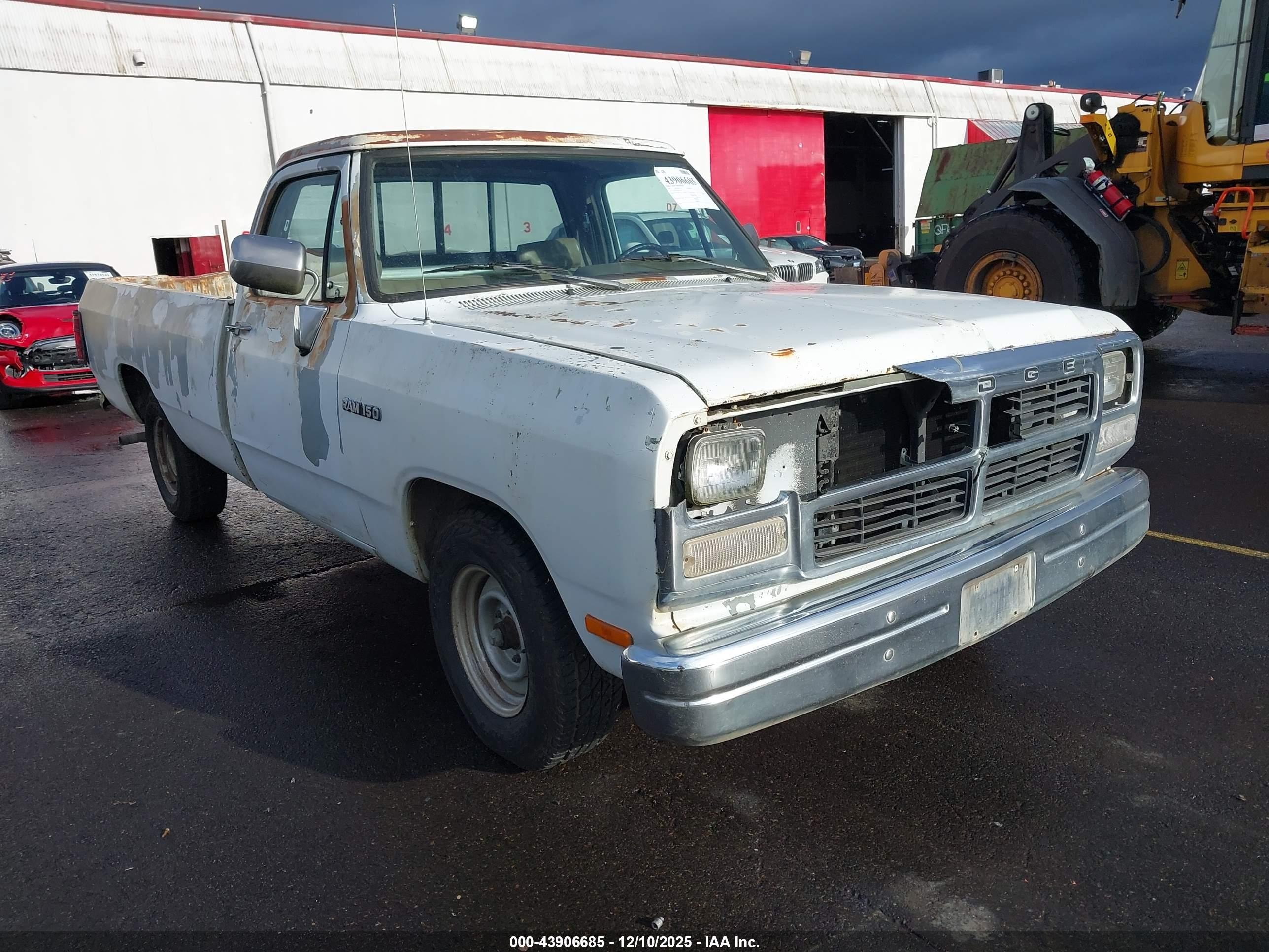 1991 Dodge D-series D150 White vin: 1B7GE16X2MS307125
