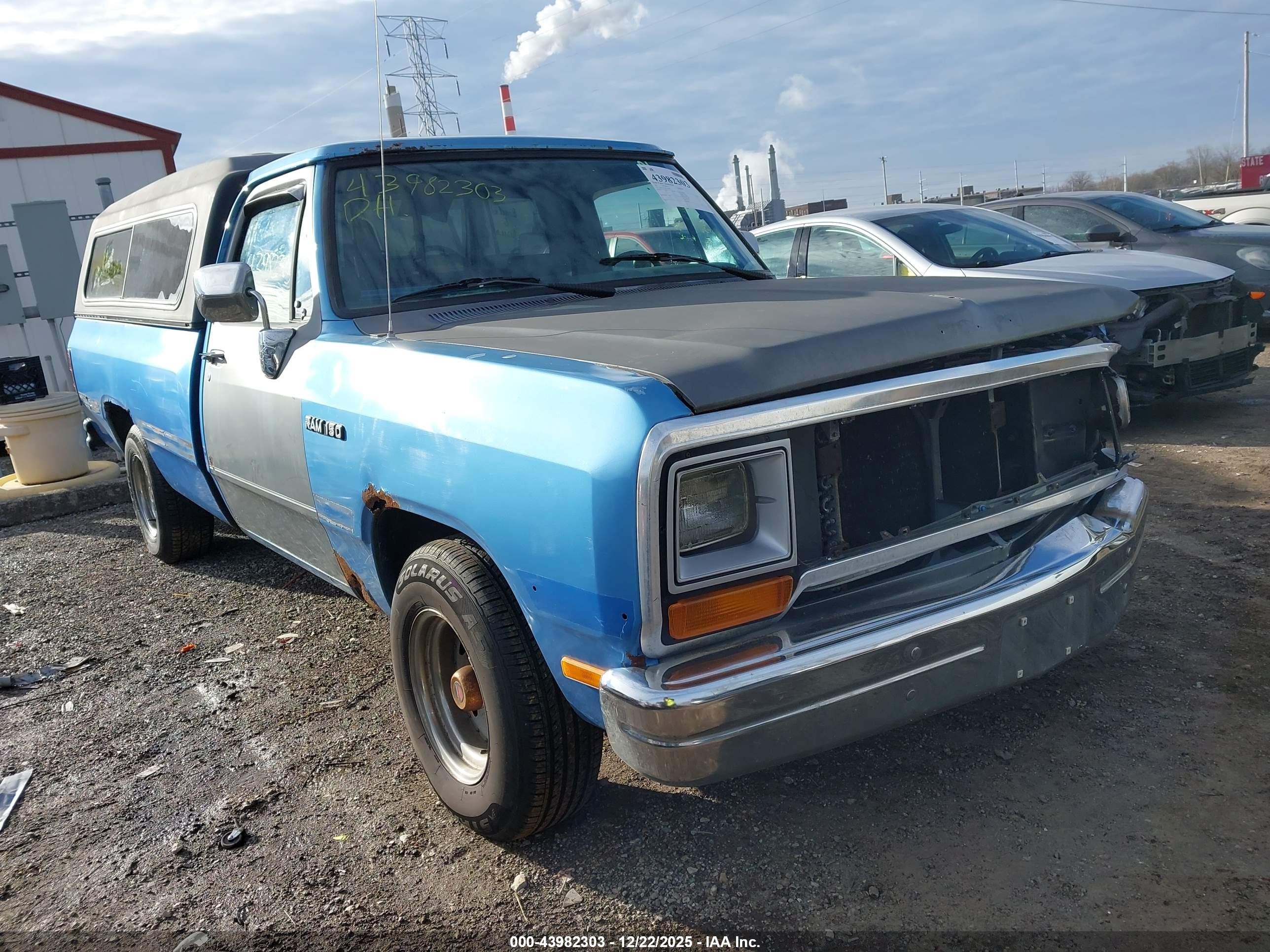 1991 Dodge D-series D150 Blue vin: 1B7GE16Y0MS238220