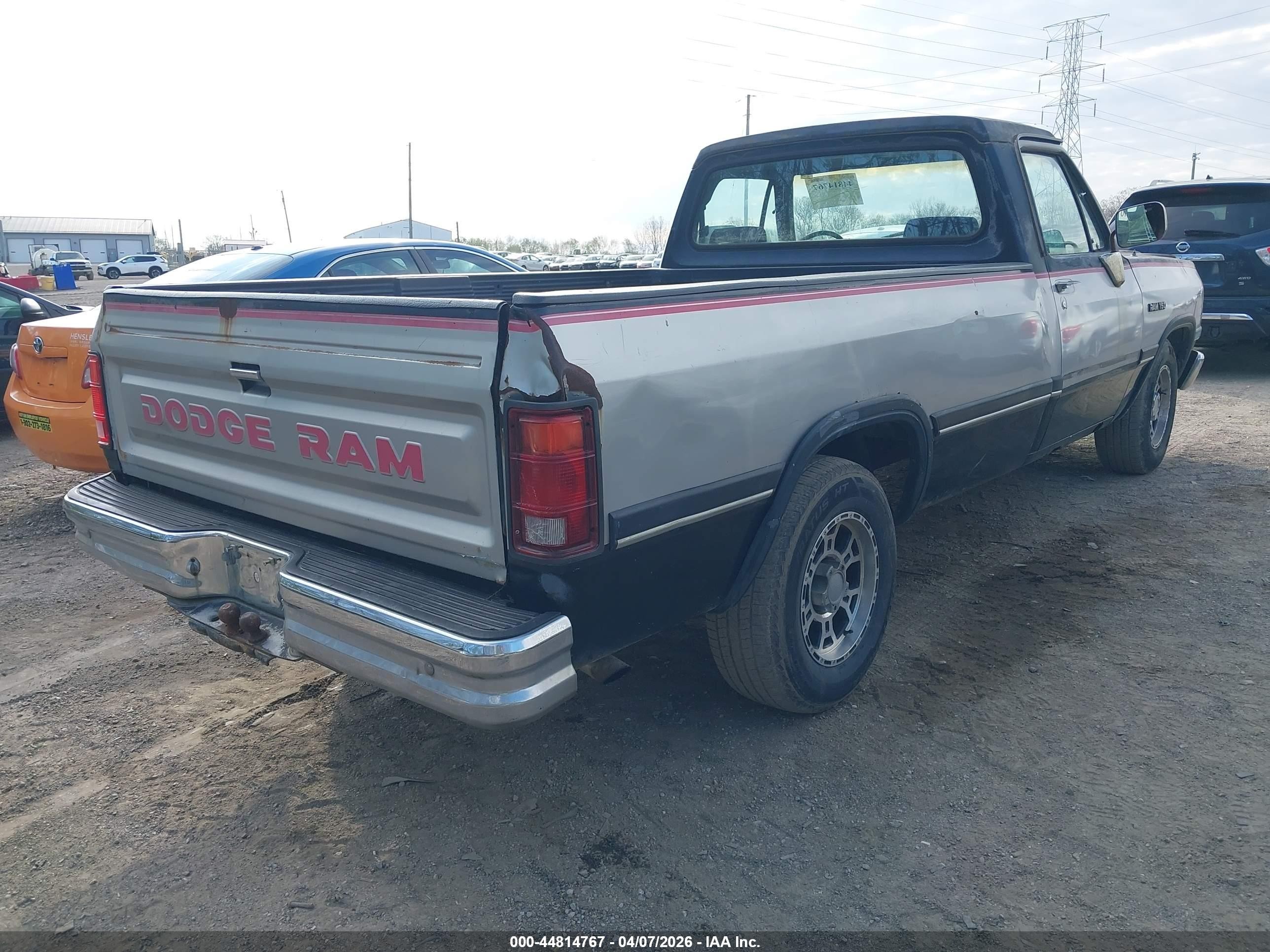 1991 Dodge D-series D150 Black vin: 1B7GE16Y5MS221977