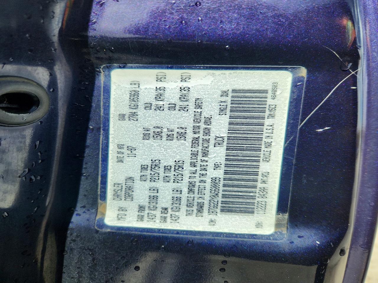 1998 Dodge Dakota Purple vin: 1B7GG22Y0WS600099