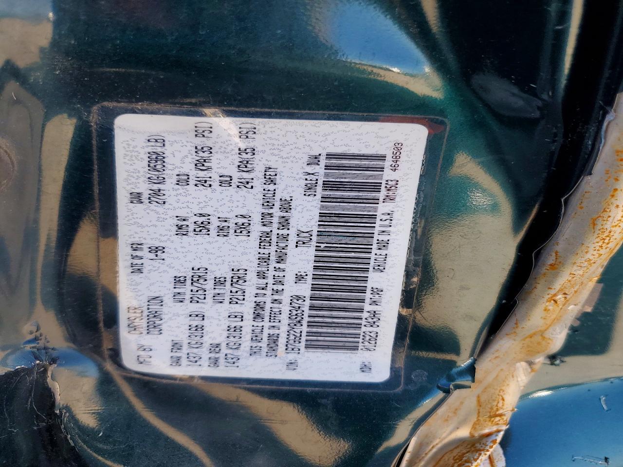 1998 Dodge Dakota Green vin: 1B7GG22Y8WS634730